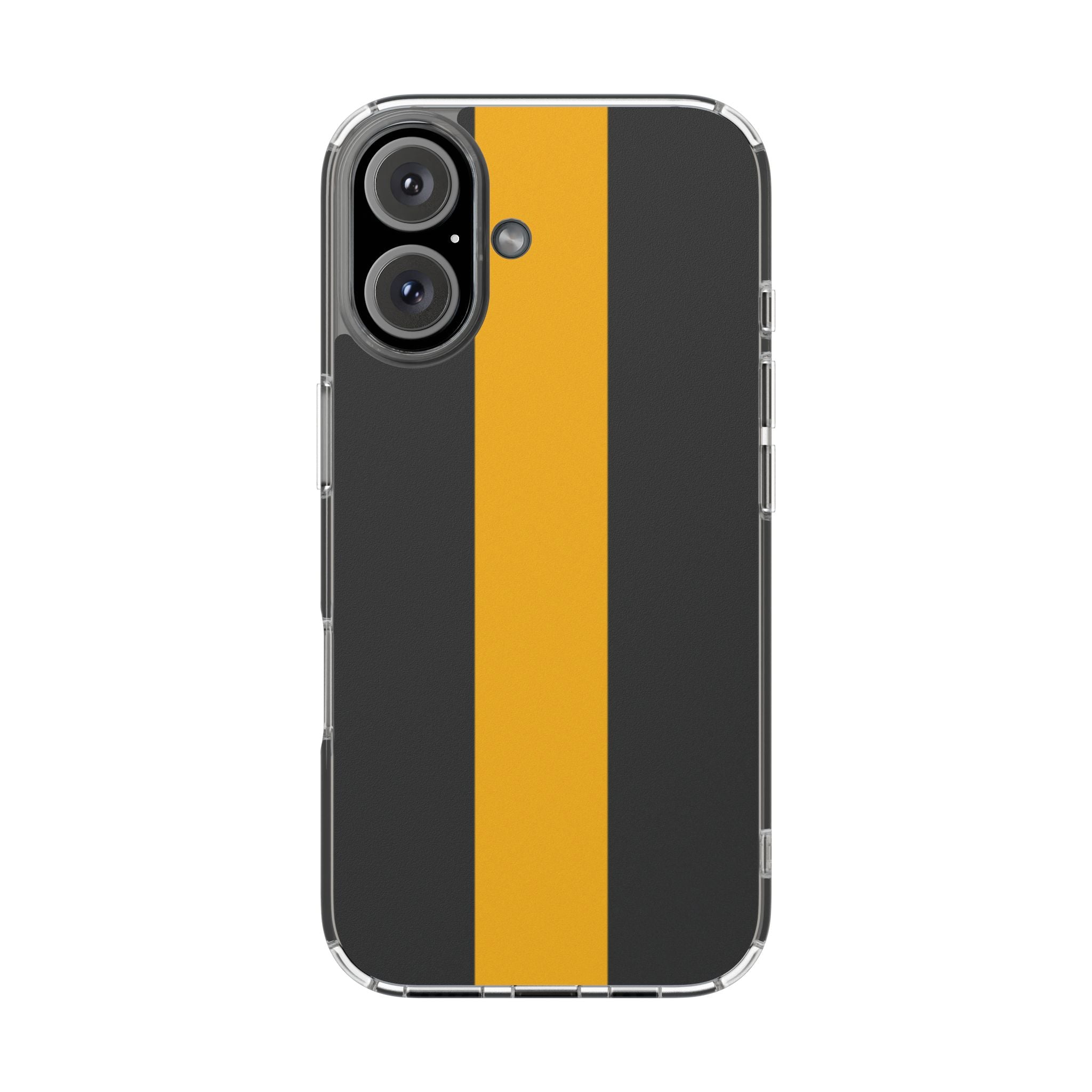 Clear Magnetic Phone Case — Black with Gold Center Stripe Printify