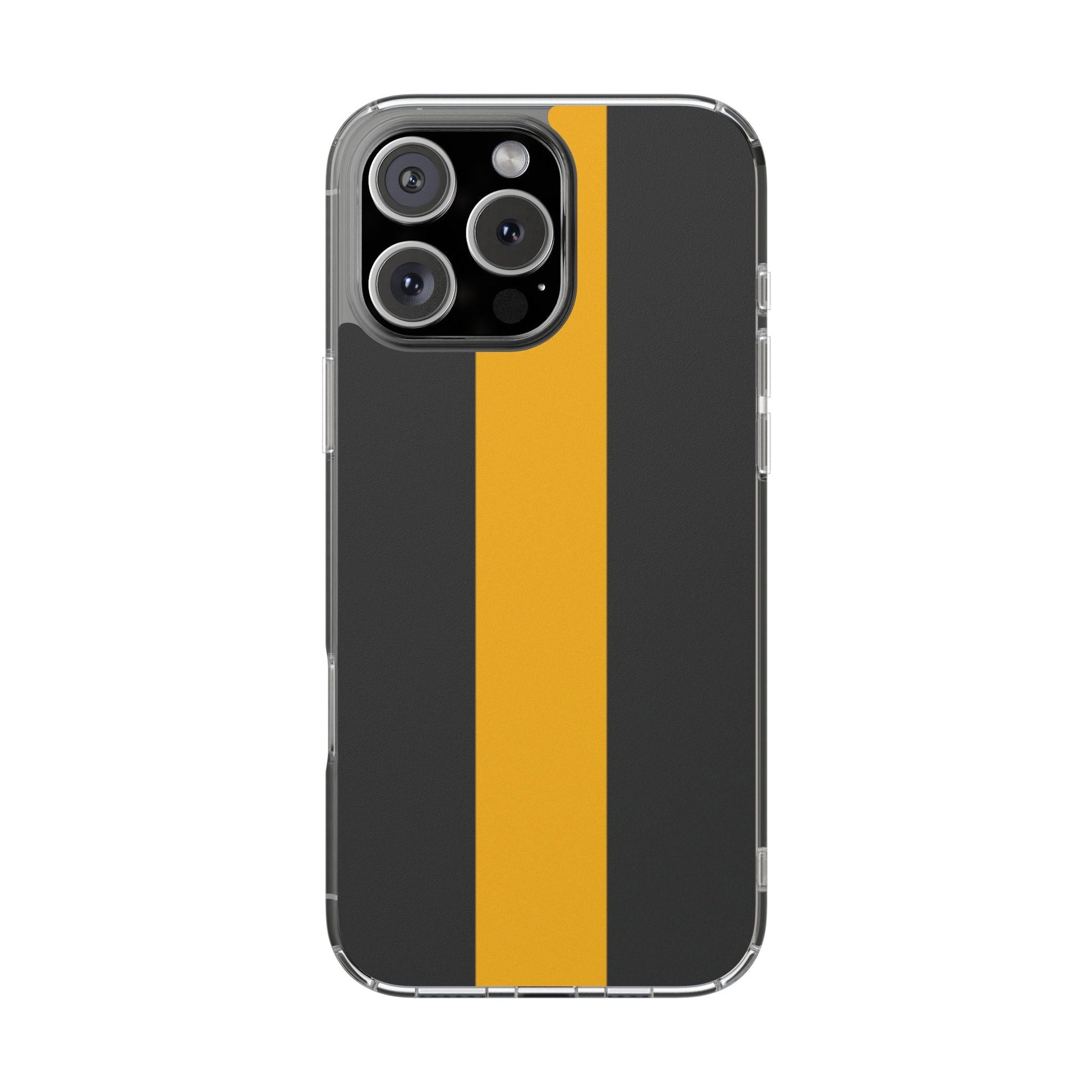 Clear Magnetic Phone Case — Black with Gold Center Stripe Printify