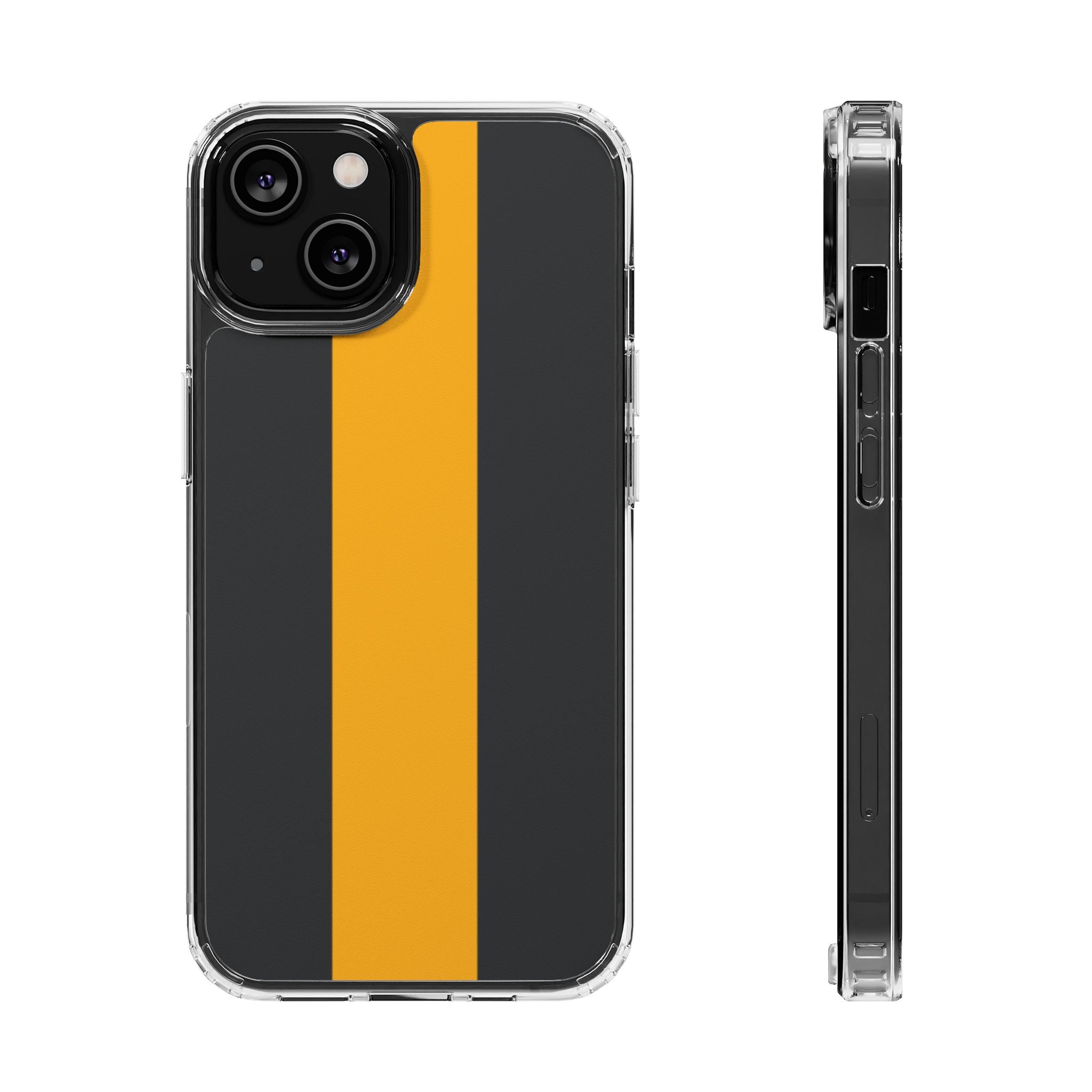 Clear Magnetic Phone Case — Black with Gold Center Stripe Printify
