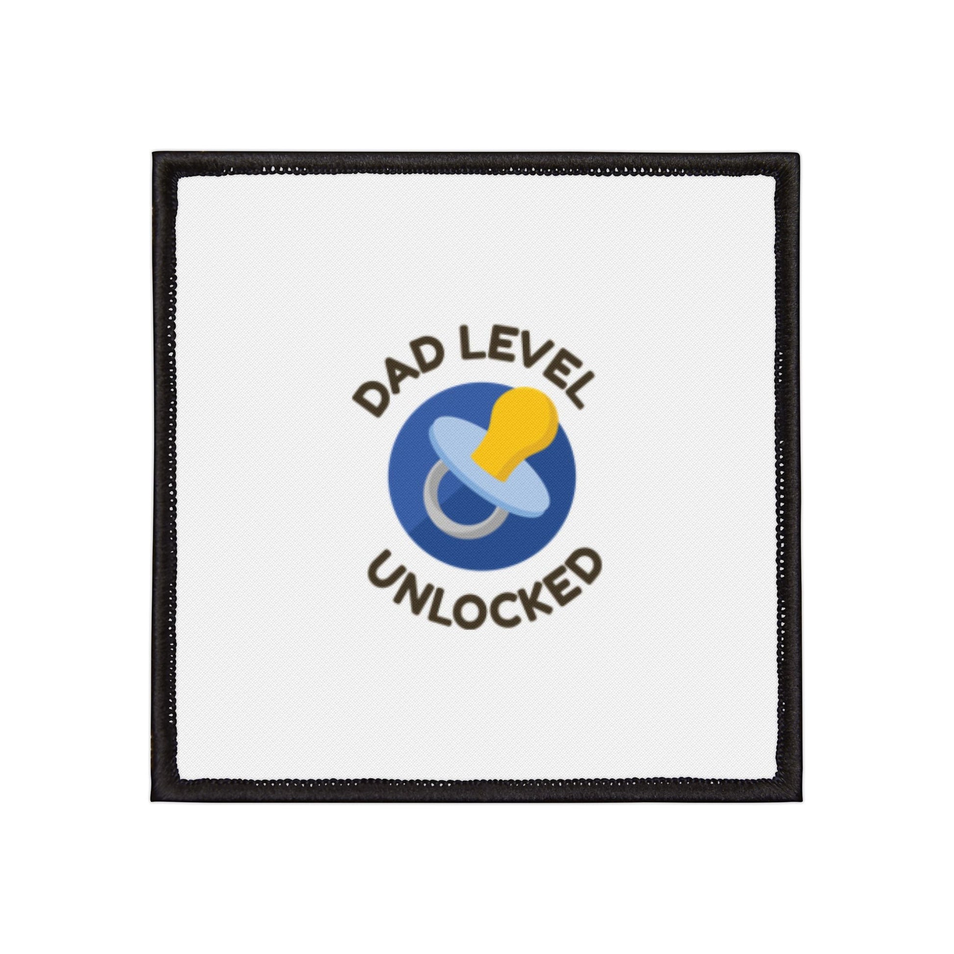 Dad Level Unlocked Iron-On Patch — Pacifier Badge for New Dads, Baby Shower Gift Printify