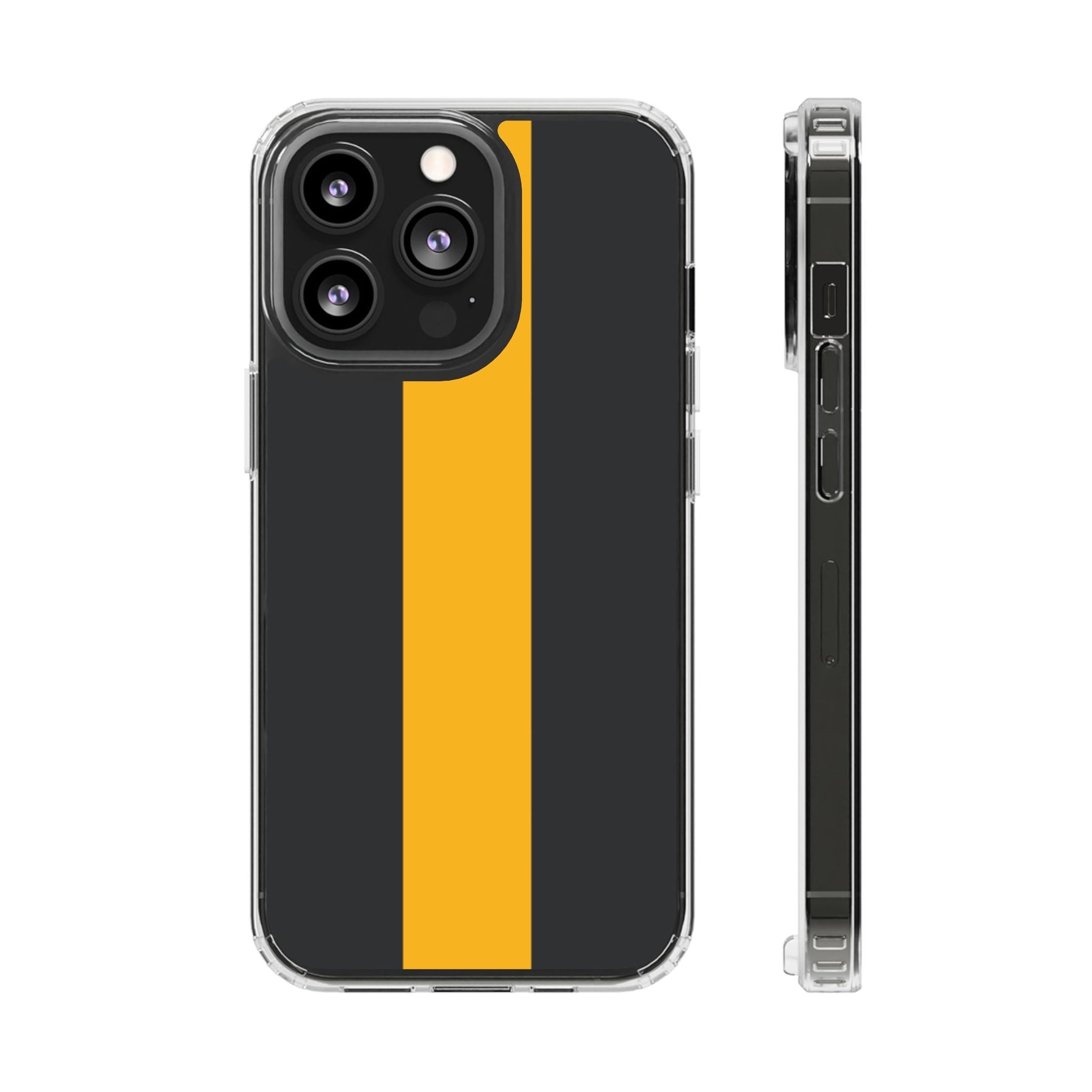Clear Magnetic Phone Case — Black with Gold Center Stripe Printify