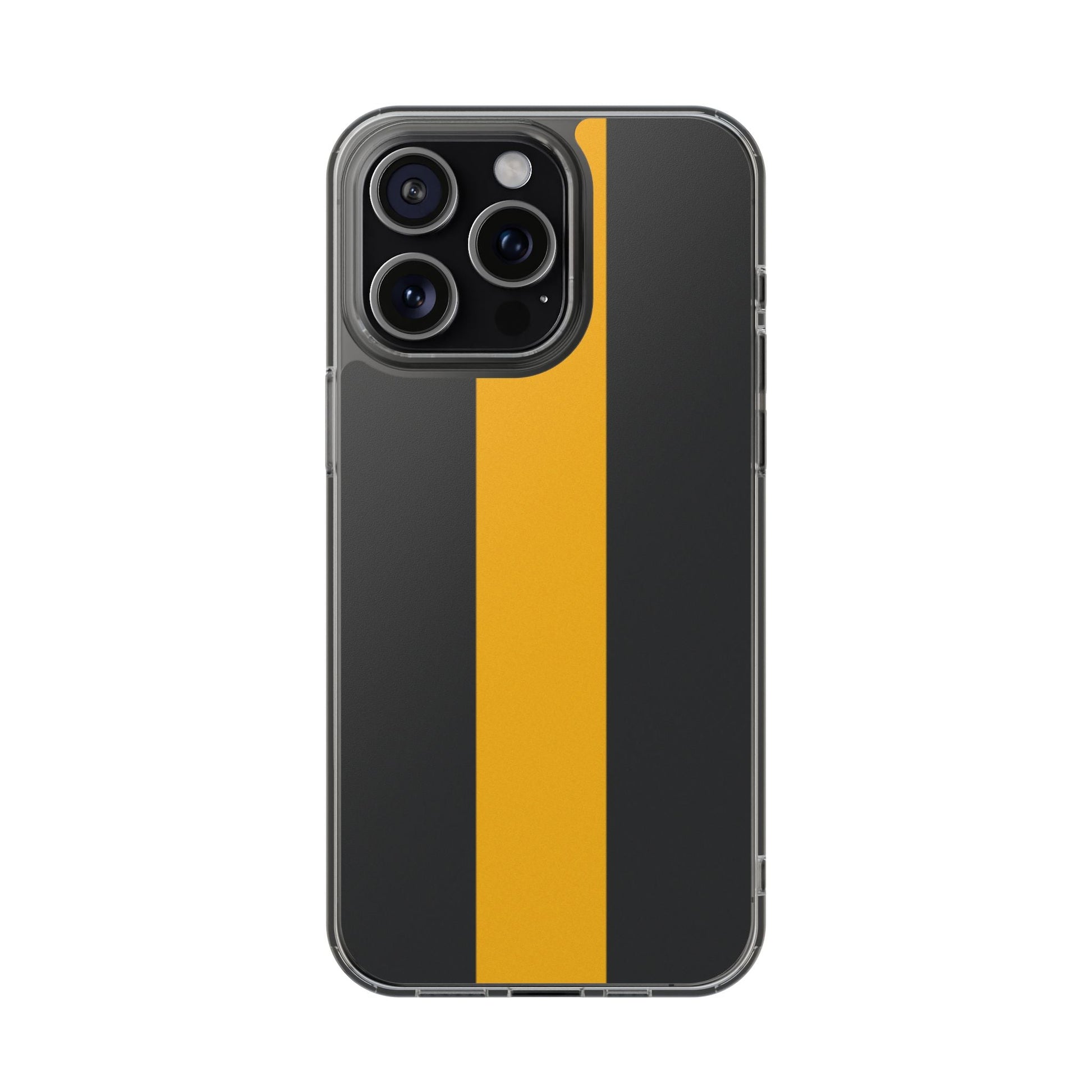 Clear Magnetic Phone Case — Black with Gold Center Stripe Printify