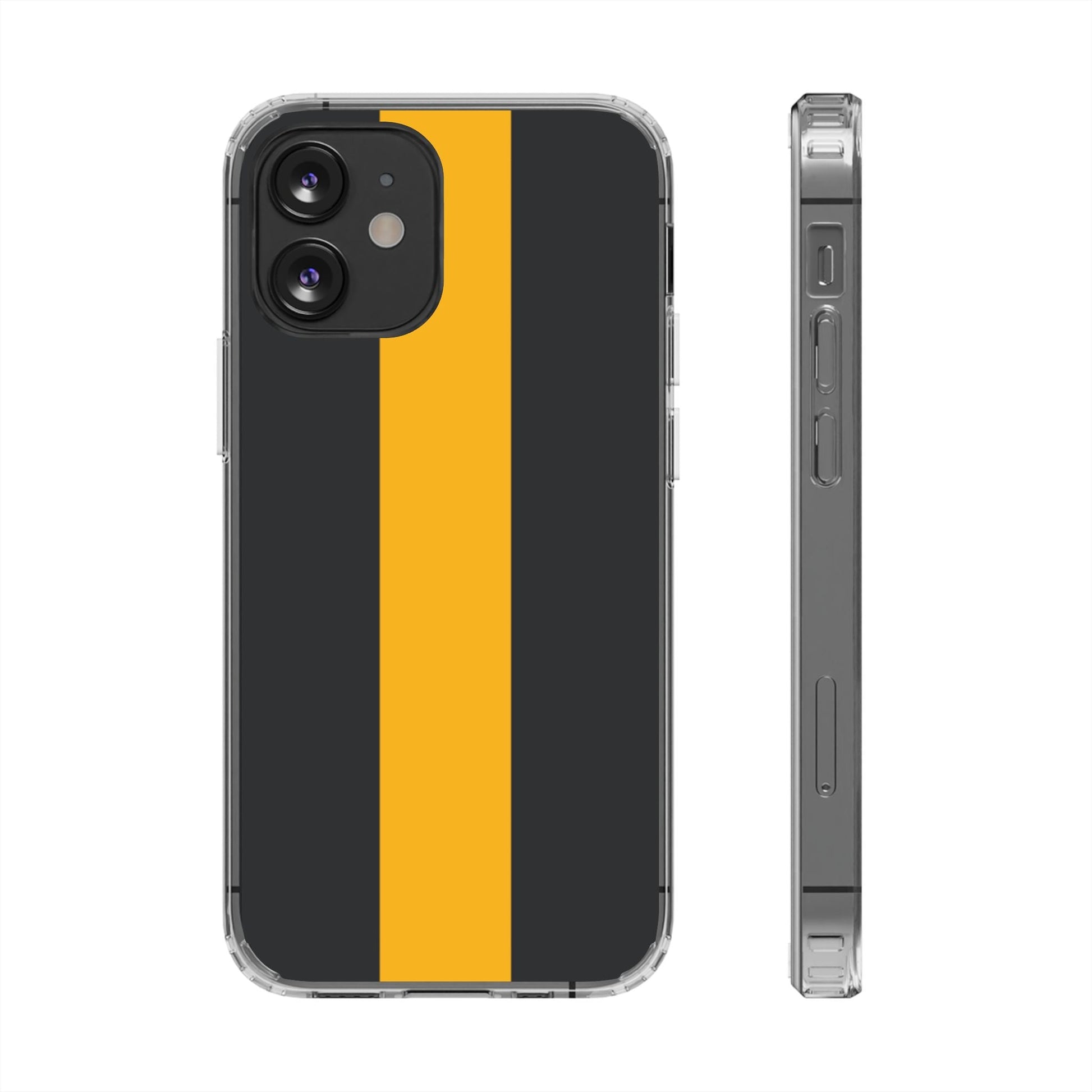 Clear Magnetic Phone Case — Black with Gold Center Stripe Printify