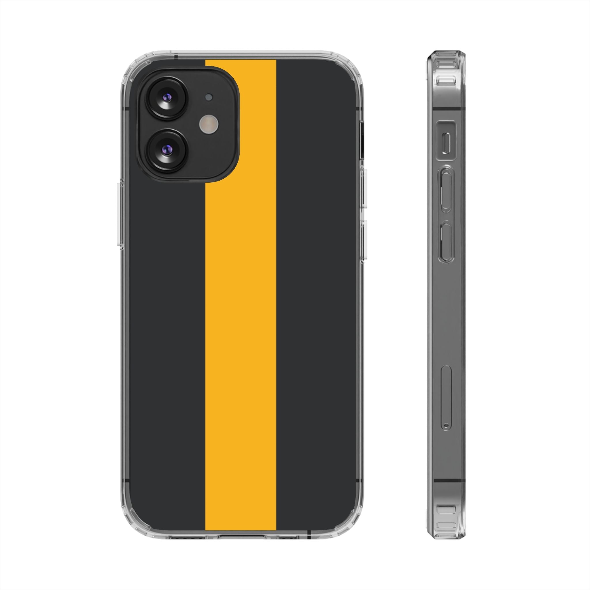 Clear Magnetic Phone Case — Black with Gold Center Stripe Printify