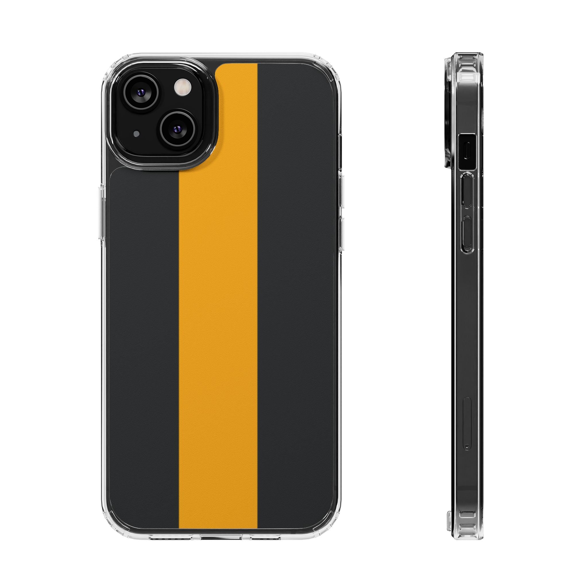 Clear Magnetic Phone Case — Black with Gold Center Stripe Printify