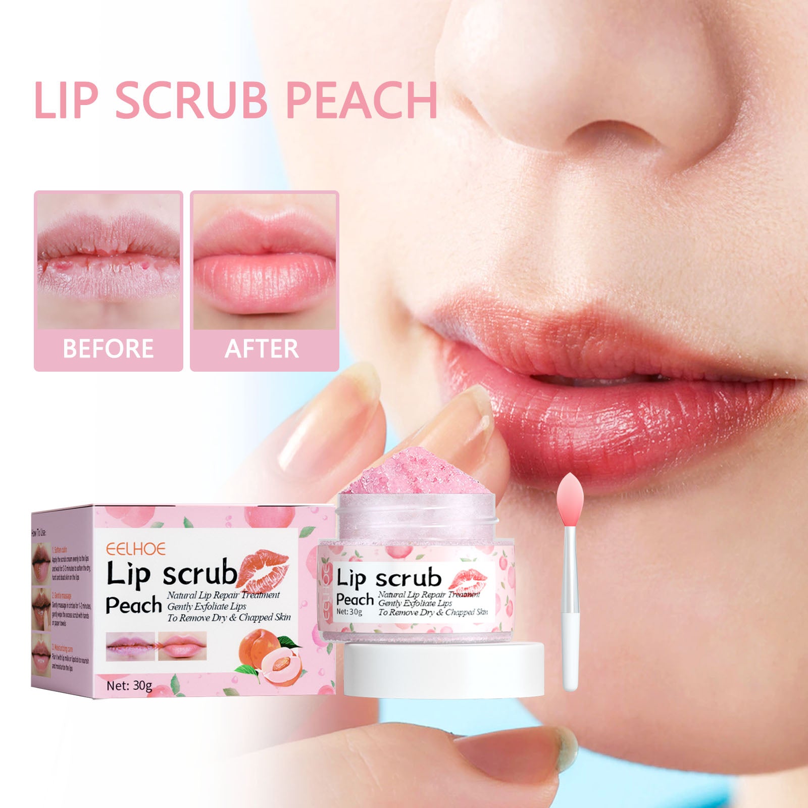 Peach Lip Scrub Moisturizes The Lips, Hydrates The Lips, Lightens The Skin Around The Lips And Improves The Corners Of The Mouth - Rituel Serein