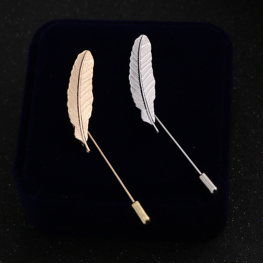 Men's Feather Brooch Academic Style Boutonniere Suit Leaf eprolo