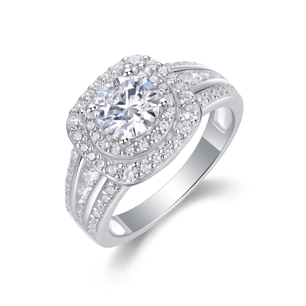 Starry Sky Crown - A Wedding Ring Set With Top-quality 1-carat Moissanite S925 Silver And Platinum-plated Diamond. The Ring Can Be Inspected With A Diamond Pen eprolo
