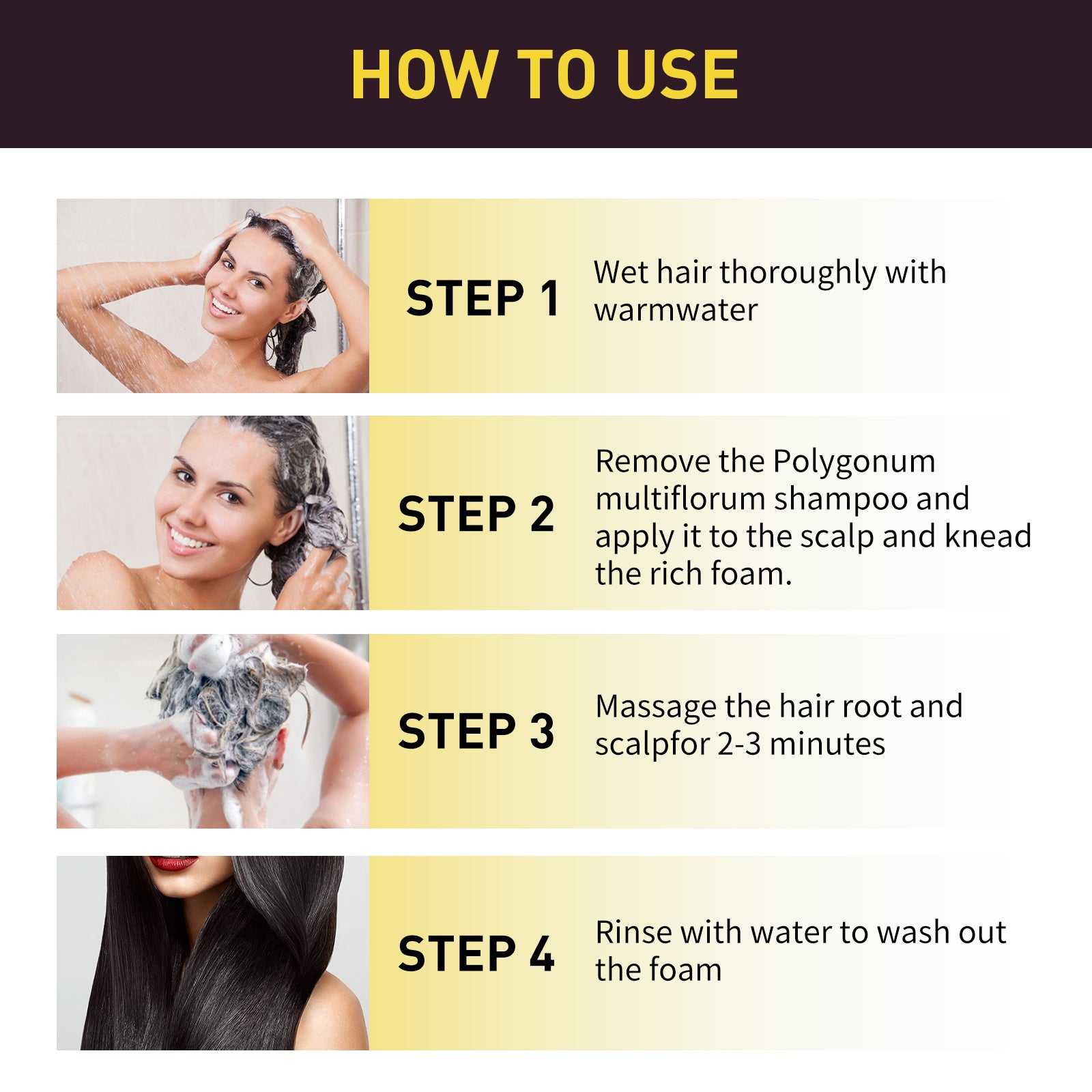 Polygonum Black Hair Shampoo | Herbal Hair Darkening Shampoo | Natural Gray Hair Coverage Shampoo | He Shou Wu Hair Shampoo | Anti-Gray Hair Herbal Shampoo | Chinese Herbal Hair Color Shampoo | Polygonum Multiflorum Hair Care | Herbal Hair Strengthening Shampoo​
