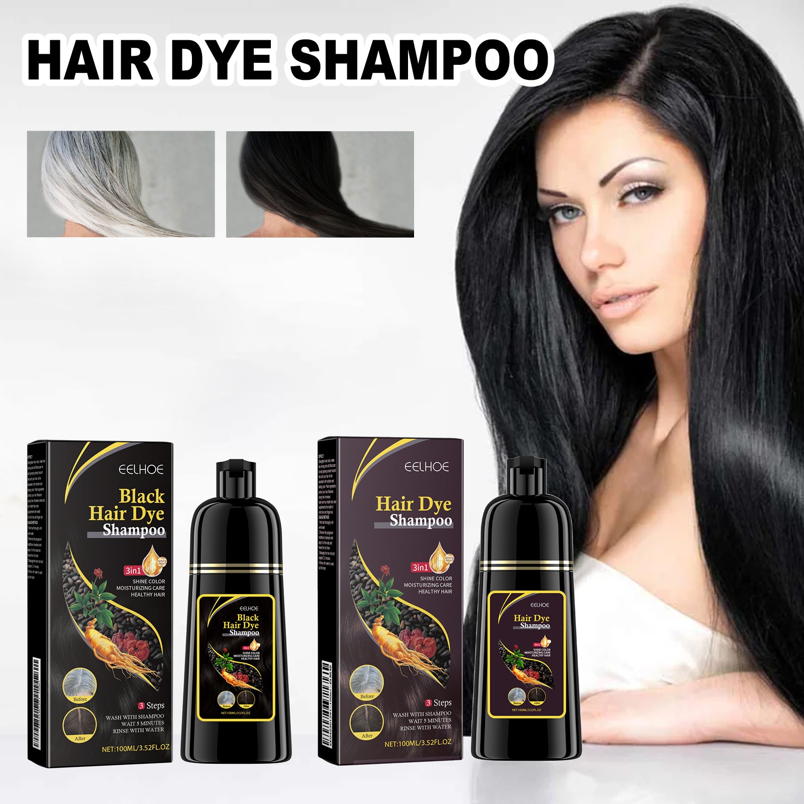 Polygonum Black Hair Shampoo | Herbal Hair Darkening Shampoo | Natural Gray Hair Coverage Shampoo | He Shou Wu Hair Shampoo | Anti-Gray Hair Herbal Shampoo | Chinese Herbal Hair Color Shampoo | Polygonum Multiflorum Hair Care | Herbal Hair Strengthening Shampoo​

