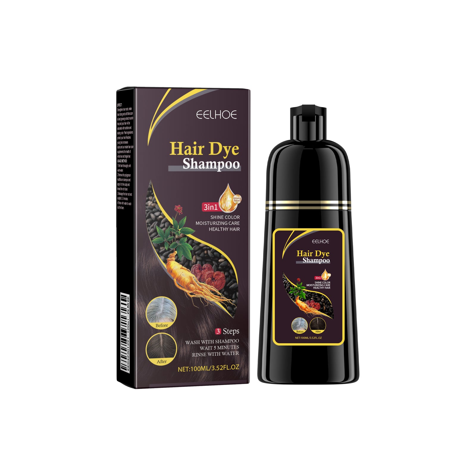 Polygonum Black Hair Shampoo | Herbal Hair Darkening Shampoo | Natural Gray Hair Coverage Shampoo | He Shou Wu Hair Shampoo | Anti-Gray Hair Herbal Shampoo | Chinese Herbal Hair Color Shampoo | Polygonum Multiflorum Hair Care | Herbal Hair Strengthening Shampoo​
