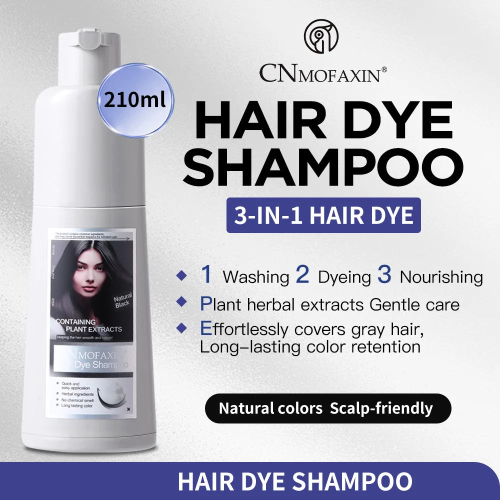 BLACK HAIR DYE SHAMPOO| NATURAL HAIR COLOR SHAMPOO| HERBAL BLACK DYE SHAMPOO GRAY HAIR COVERAGE SHAMPOO| 3-IN-1 HAIR DYE SHAMPOO | AMMONIA-FREE HAIR DYE| INSTANT BLACK HAIR SHAMPOO | ORGANIC HAIR DYE SHAMPOO | UNISEX BLACK HAIR SHAMPOO | EASY APPLY HAIR COLOR