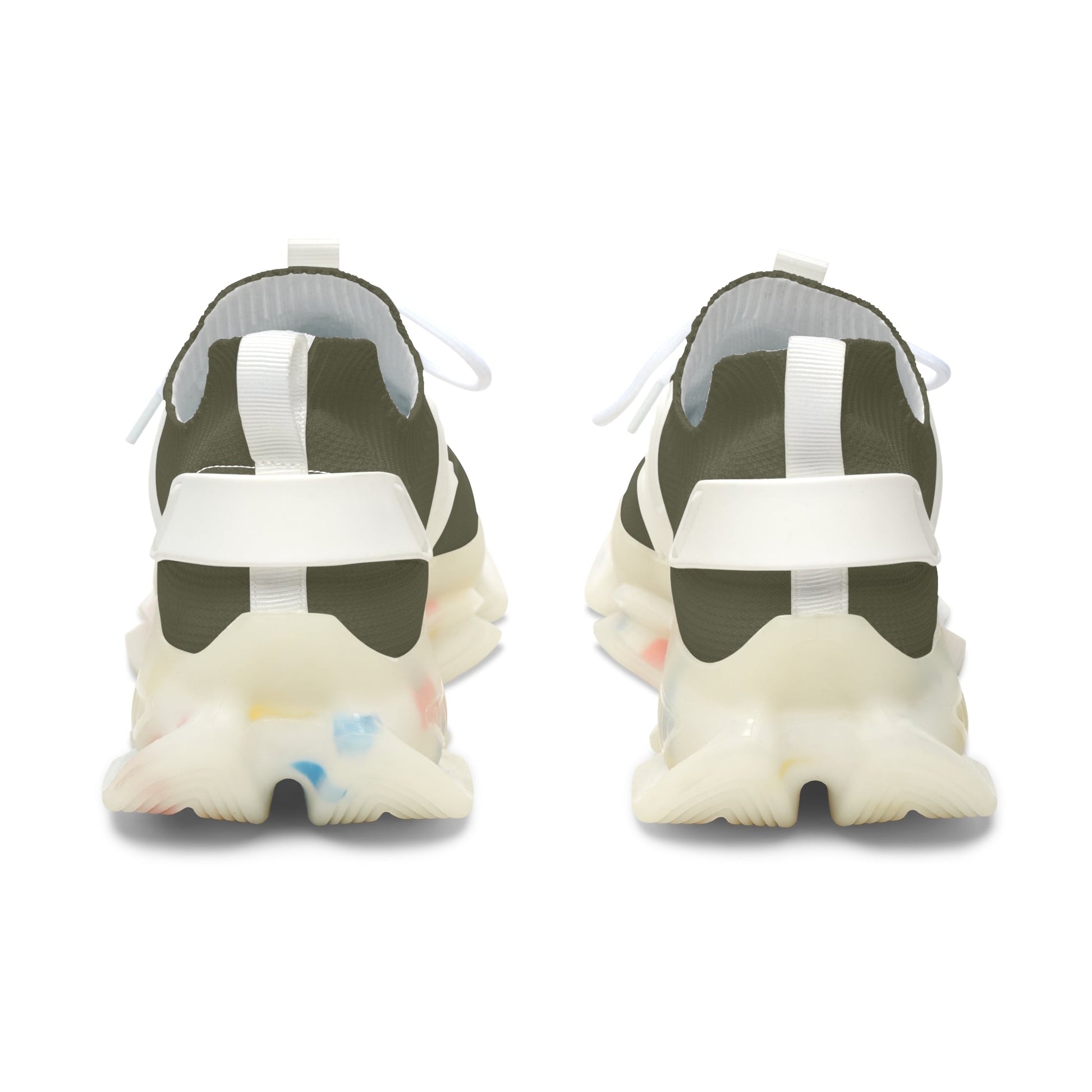 Women's Olive Mesh Sneakers — Chunky Athletic Shoes with Speckled Sole Printify