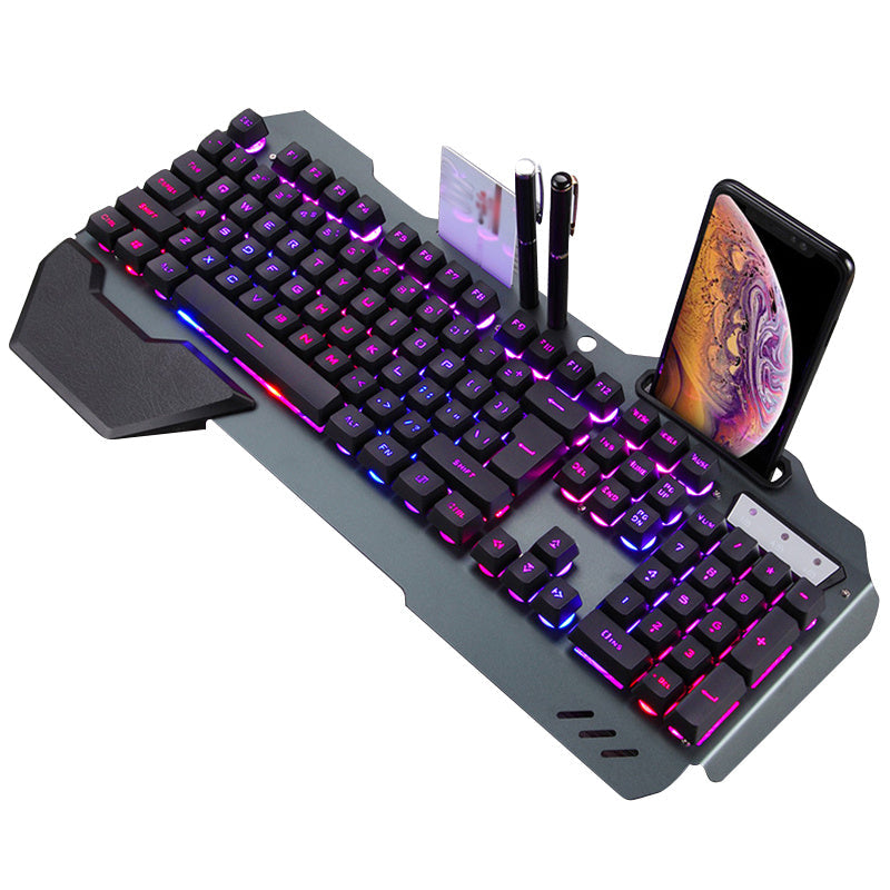 ErgonomicWired Gaming Keyboard with RGB Backlight Phone Holder eprolo