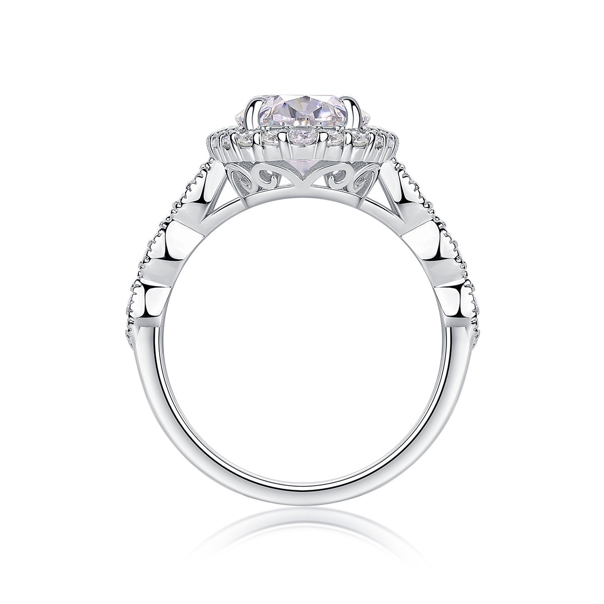 Moonlight Pupil - A Wedding Ring Set With Top-quality Egg-shaped Moissanite S925 Silver And Platinum-plated Diamond. The Ring Can Be Inspected With A Diamond Pen eprolo