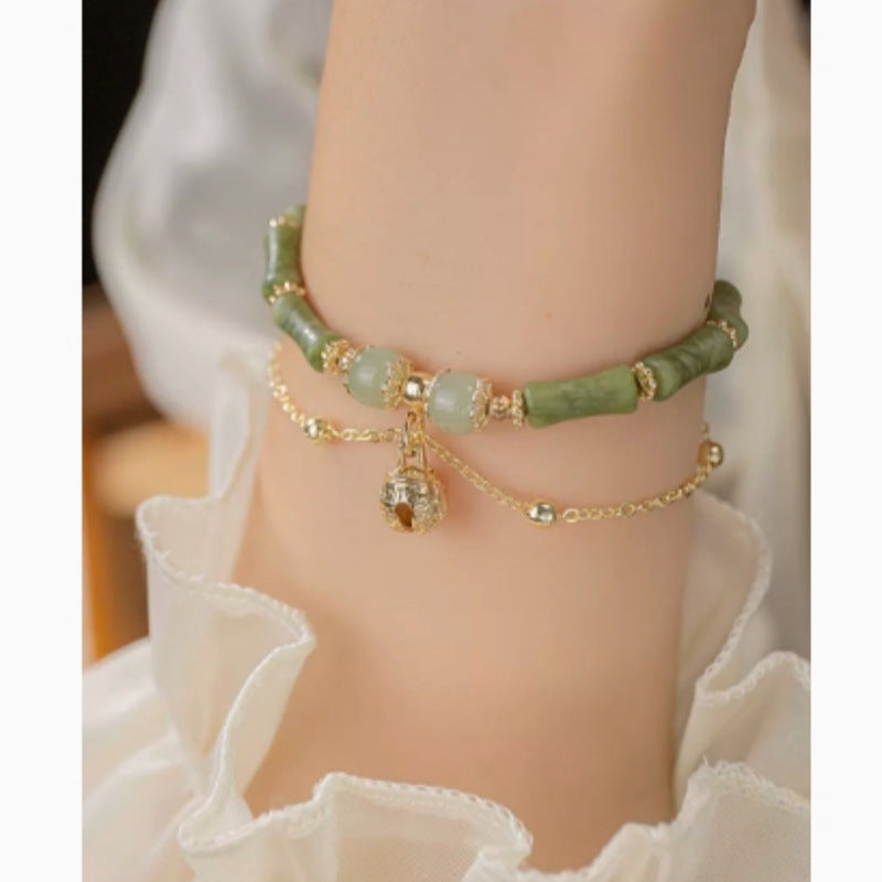 Women's Bell Natural Hetian Jade Bamboo Bracelet eprolo