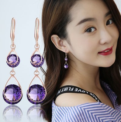 Women's Long Elegant Crystal Earrings eprolo