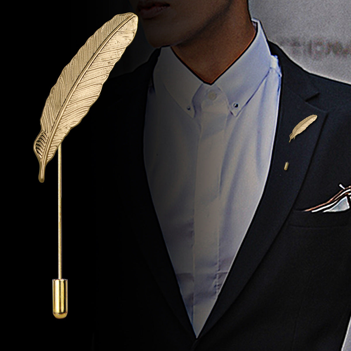 Men's Feather Brooch Academic Style Boutonniere Suit Leaf eprolo