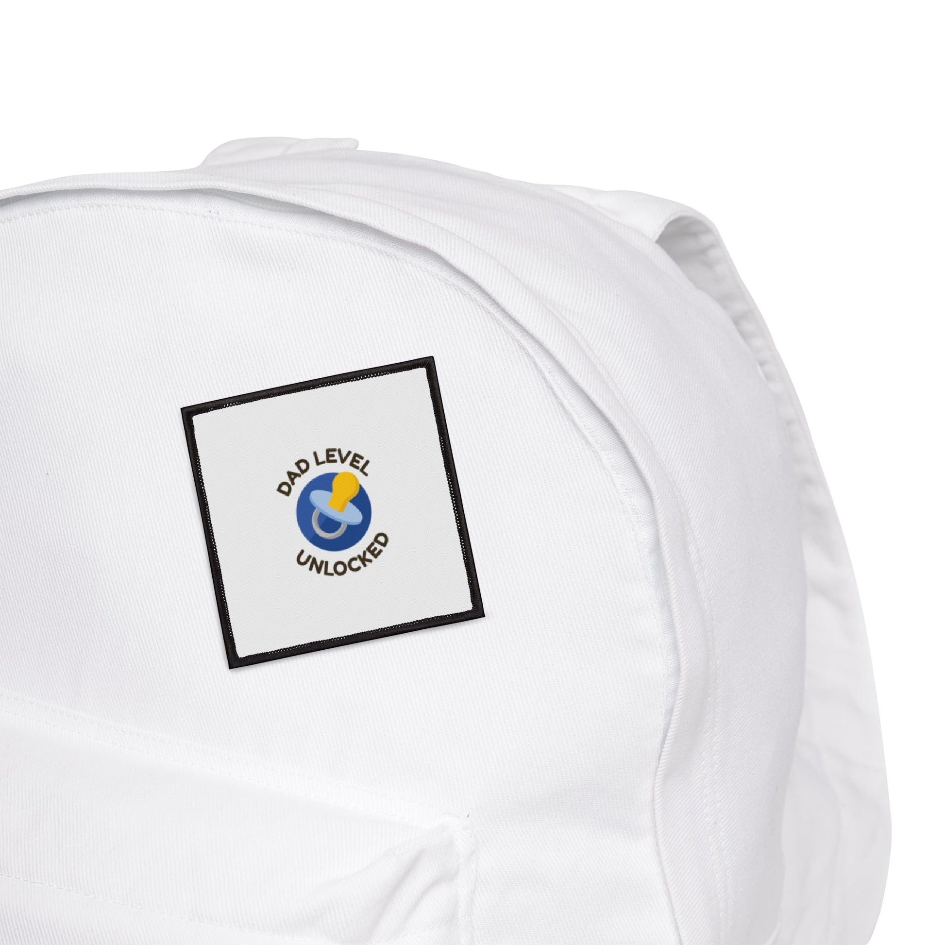 Dad Level Unlocked Iron-On Patch — Pacifier Badge for New Dads, Baby Shower Gift Printify