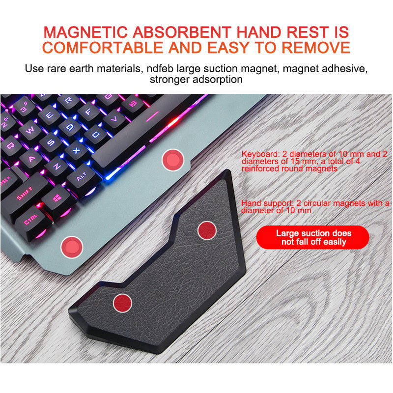 ErgonomicWired Gaming Keyboard with RGB Backlight Phone Holder eprolo