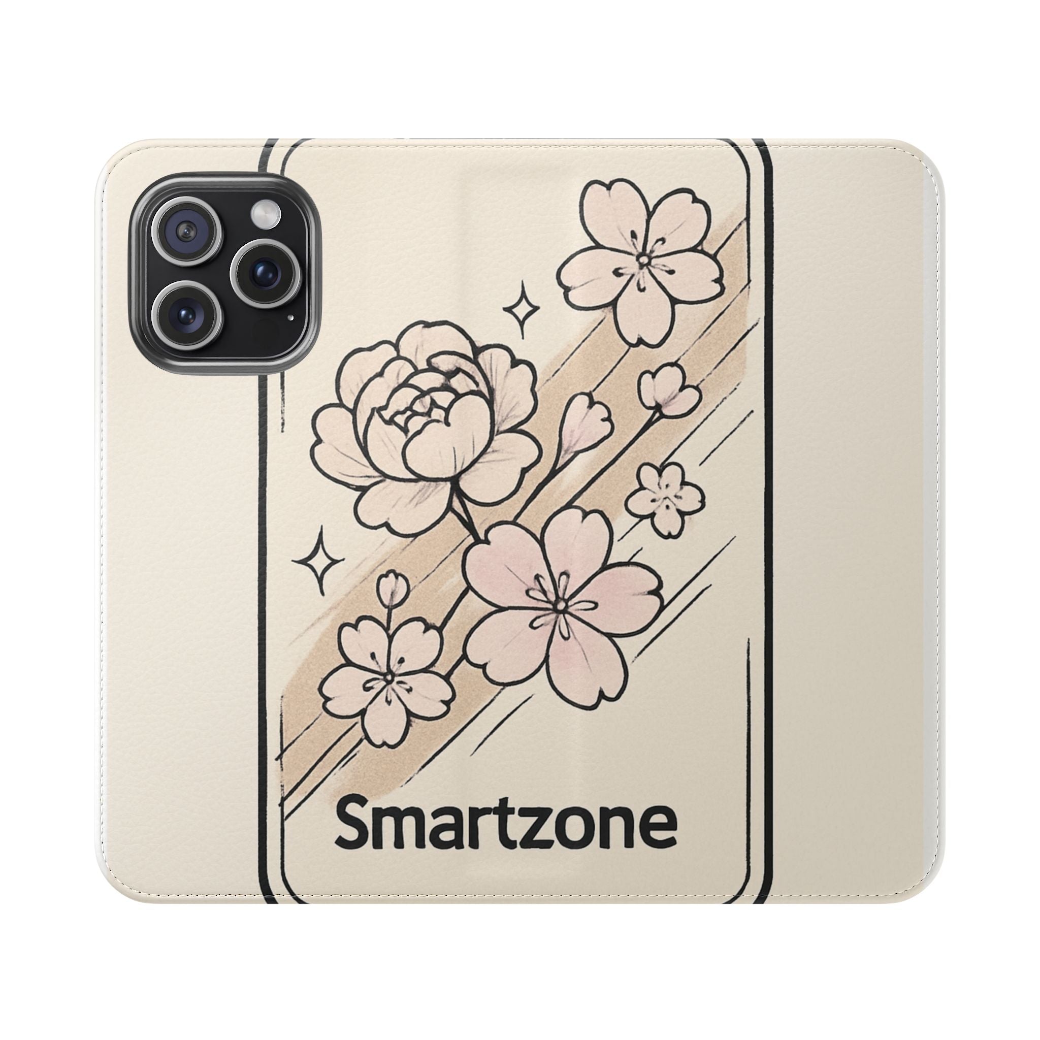 Floral Flip Phone Case — Sakura Rose Wallet Cover Printify
