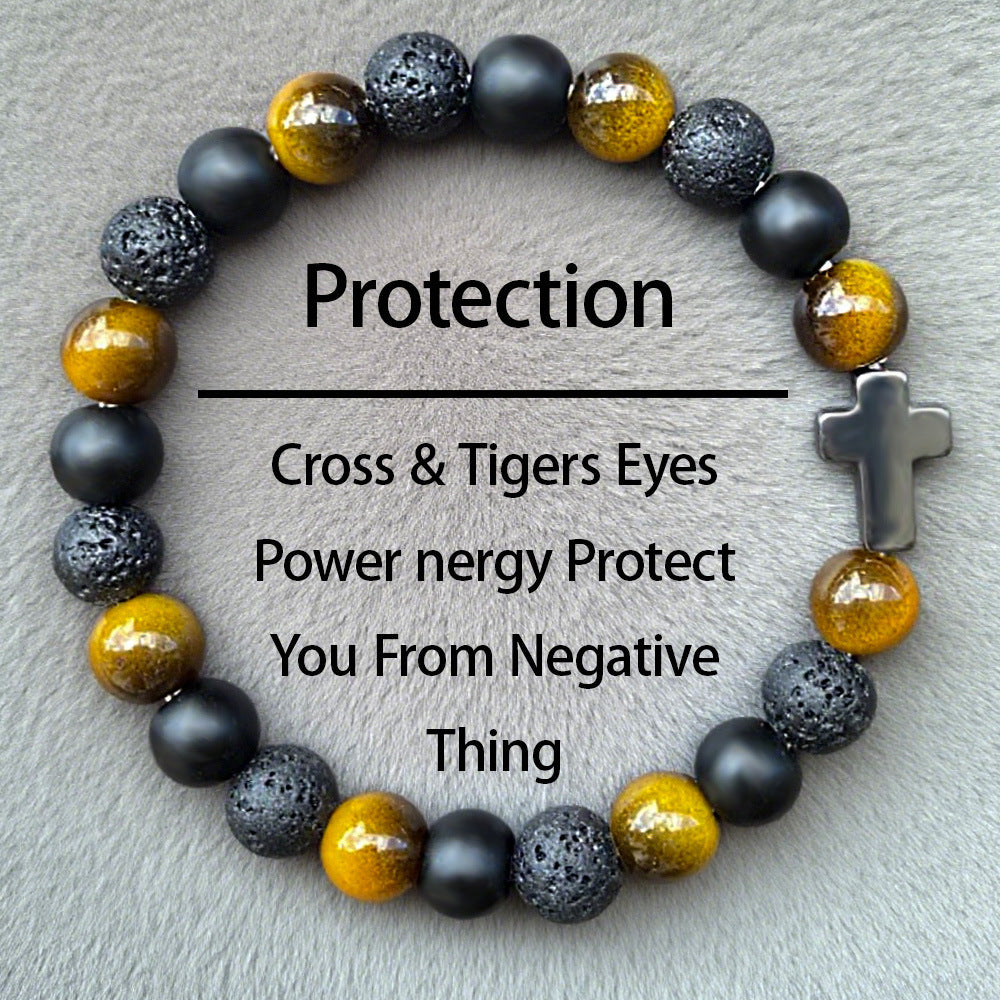 Cross Natural Stone Bracelet For Men eprolo
