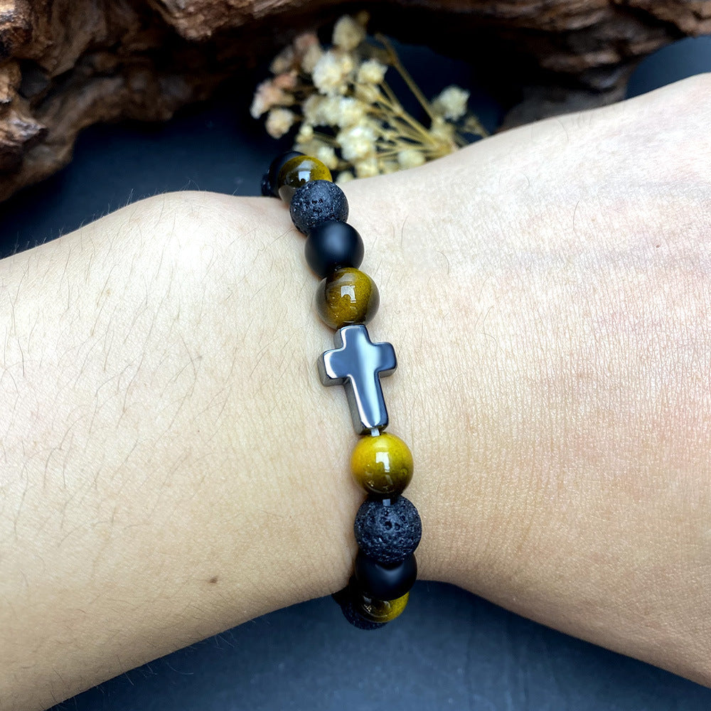 Cross Natural Stone Bracelet For Men eprolo