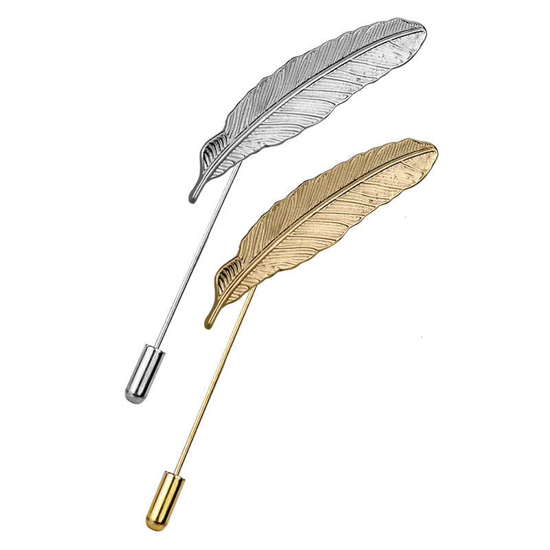 Men's Feather Brooch Academic Style Boutonniere Suit Leaf eprolo