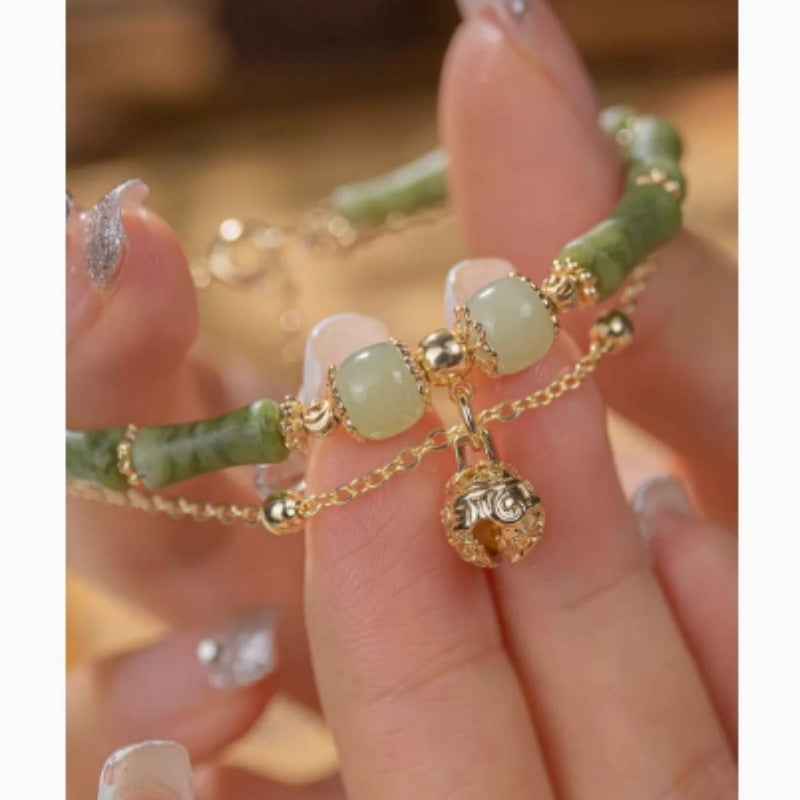 Women's Bell Natural Hetian Jade Bamboo Bracelet eprolo
