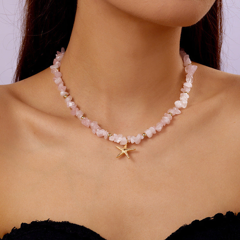 Small Gravel Starfish Pendant Necklace Choker Europe And America eprolo