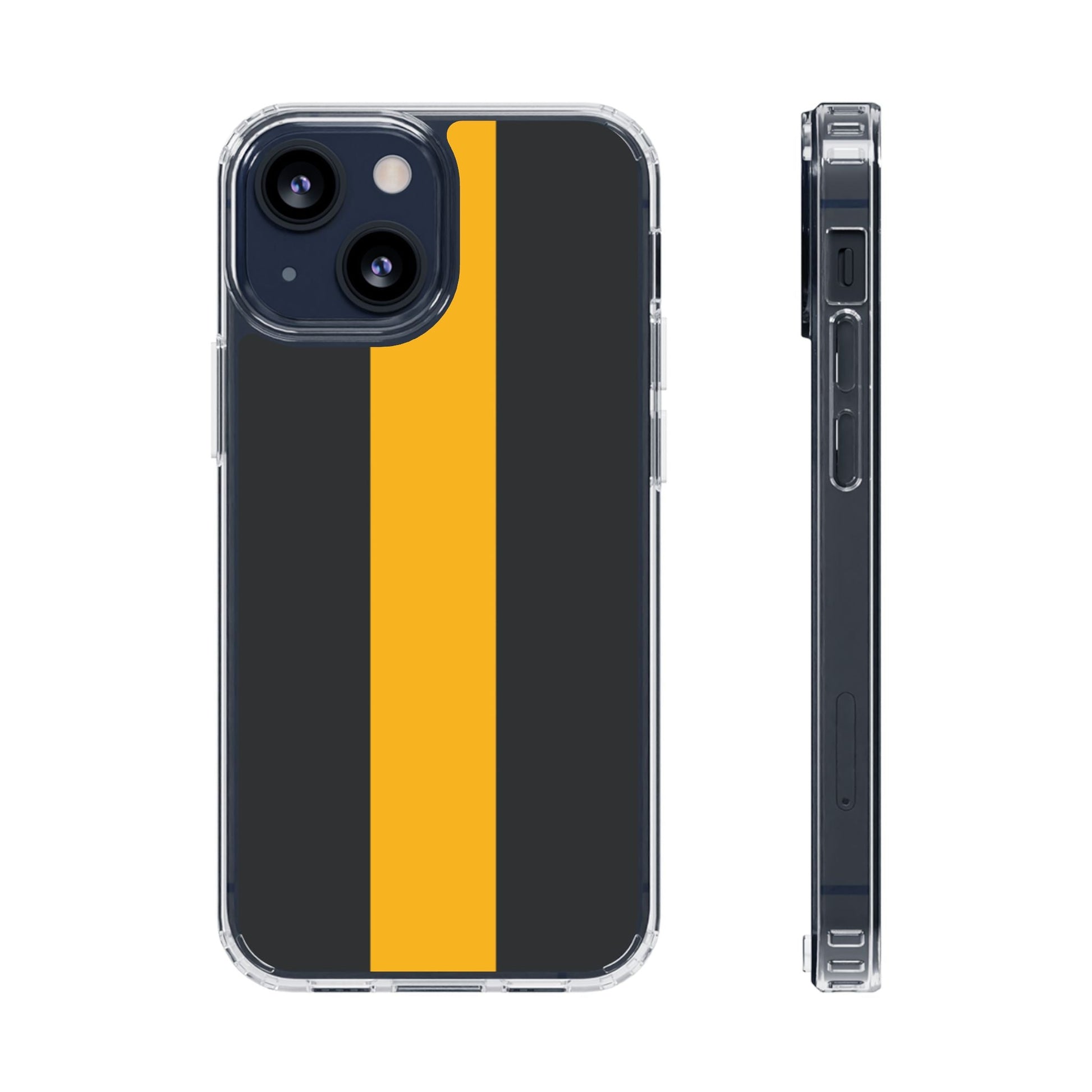 Clear Magnetic Phone Case — Black with Gold Center Stripe Printify