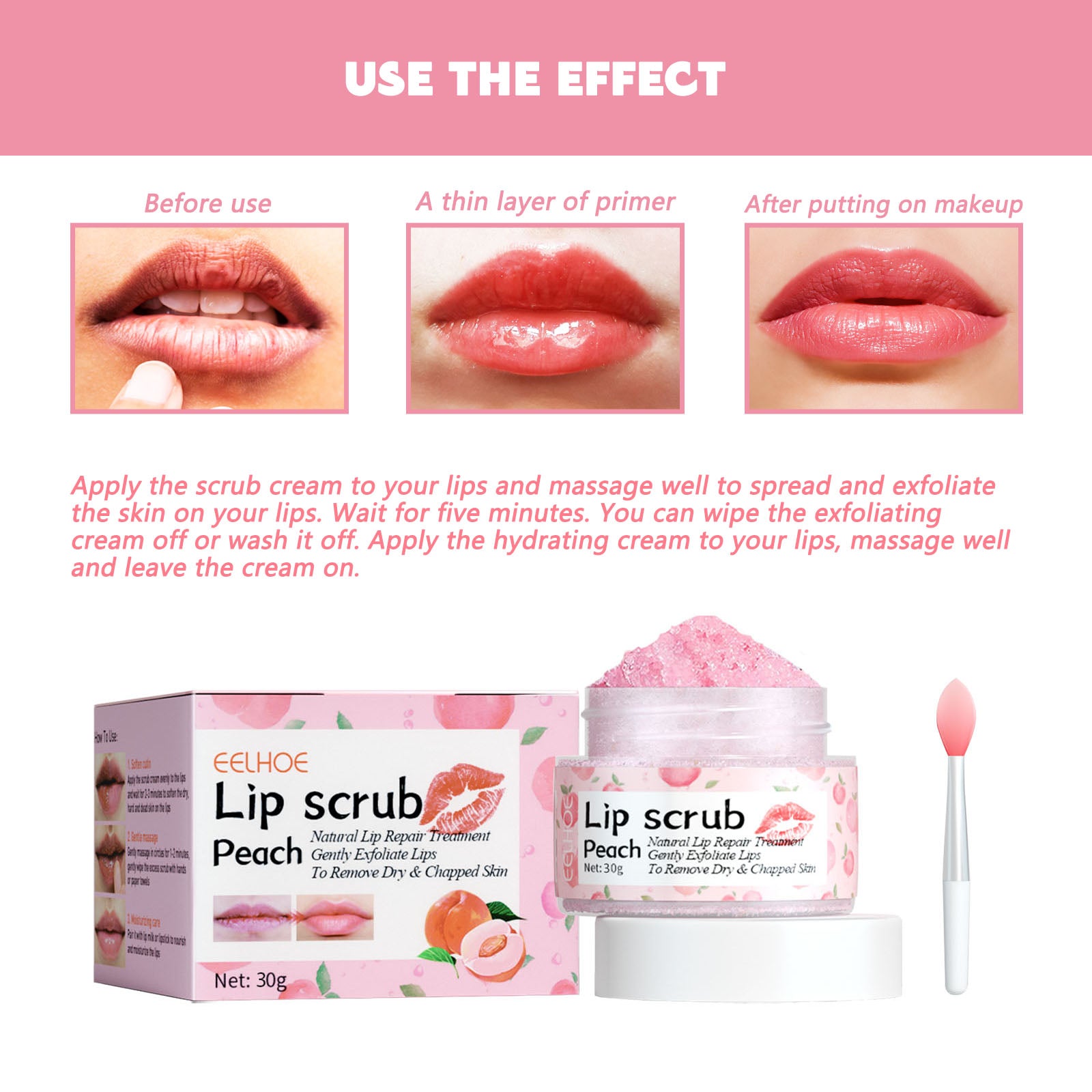 Peach Lip Scrub Moisturizes The Lips, Hydrates The Lips, Lightens The Skin Around The Lips And Improves The Corners Of The Mouth - Rituel Serein