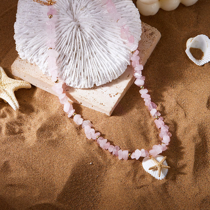 Small Gravel Starfish Pendant Necklace Choker Europe And America eprolo