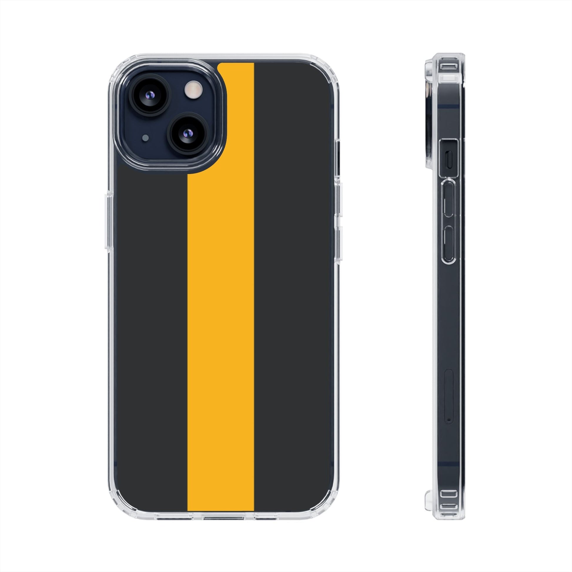 Clear Magnetic Phone Case — Black with Gold Center Stripe Printify