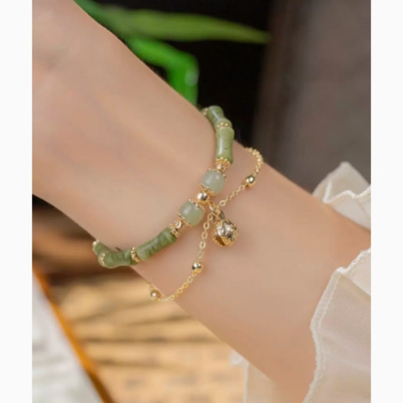 Women's Bell Natural Hetian Jade Bamboo Bracelet eprolo