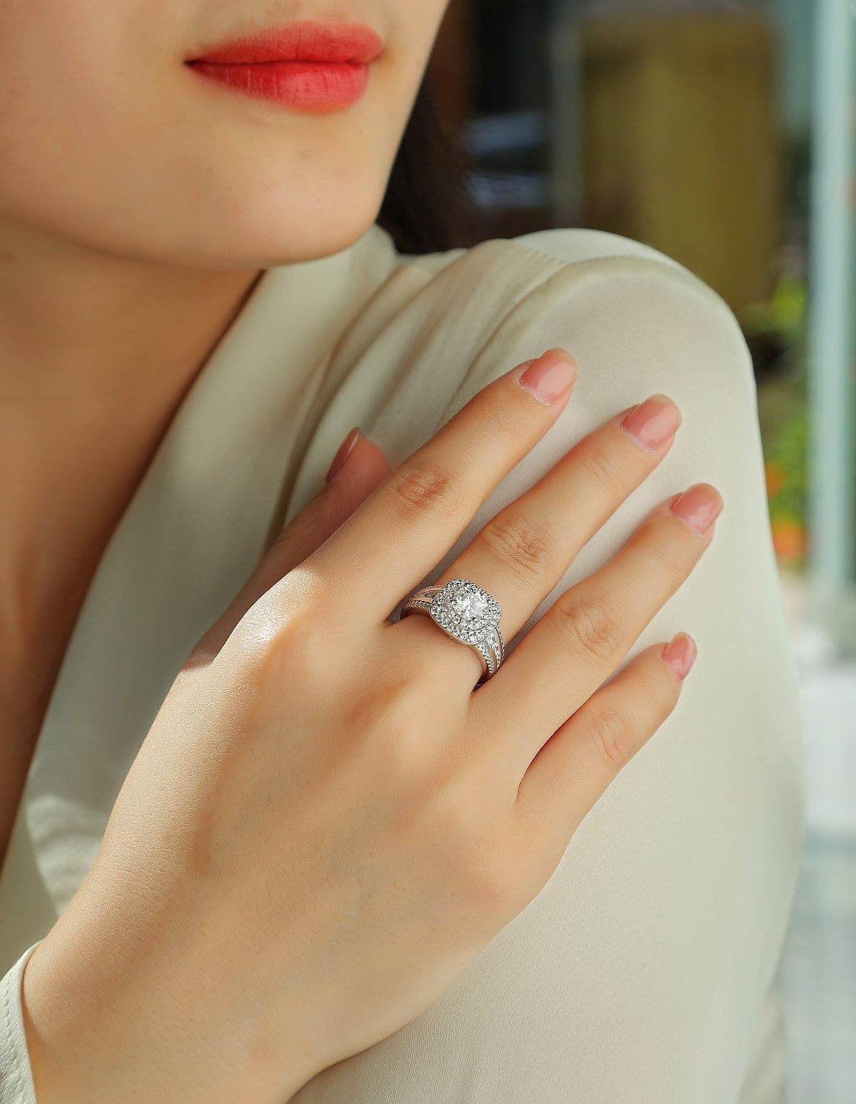 Starry Sky Crown - A Wedding Ring Set With Top-quality 1-carat Moissanite S925 Silver And Platinum-plated Diamond. The Ring Can Be Inspected With A Diamond Pen eprolo