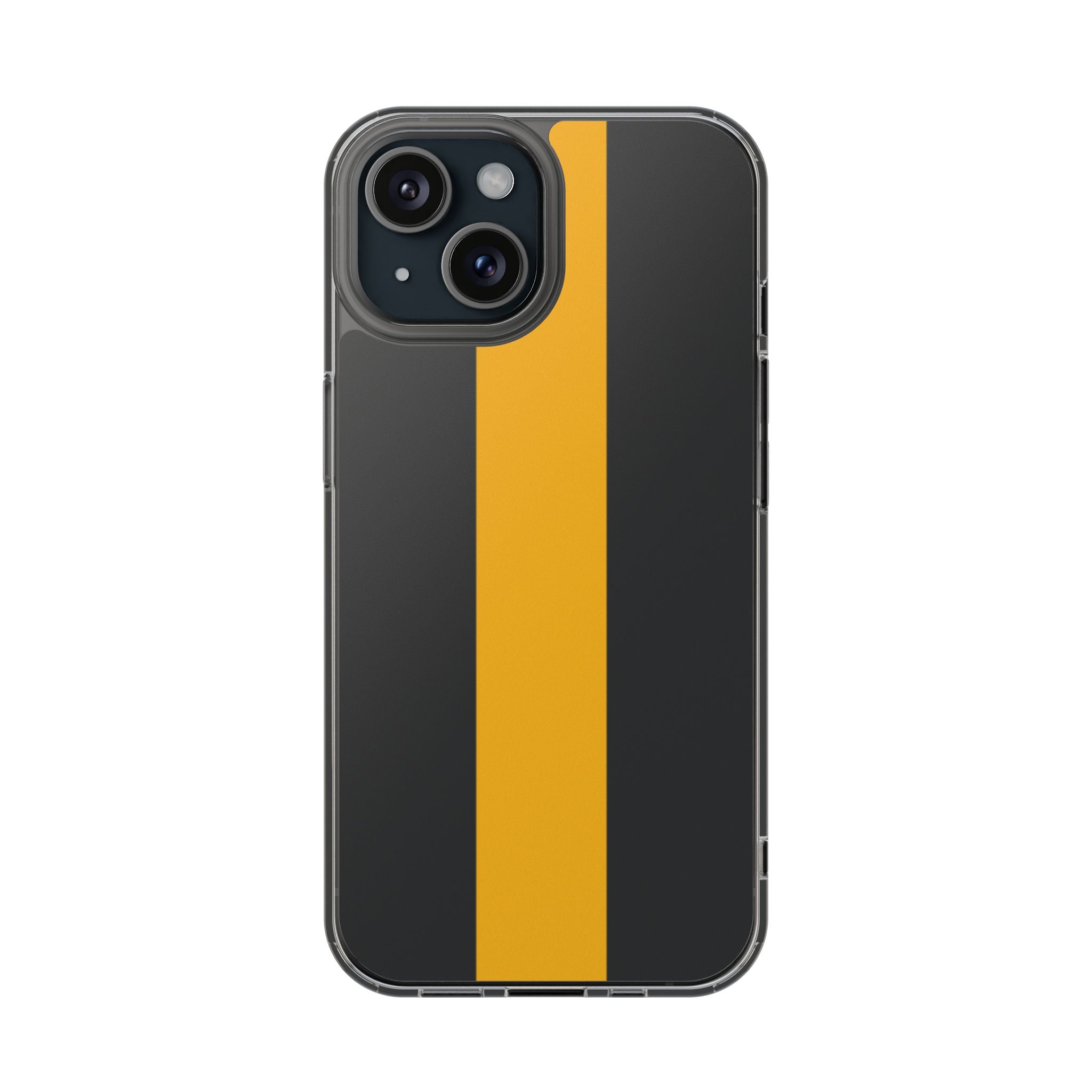Clear Magnetic Phone Case — Black with Gold Center Stripe Printify