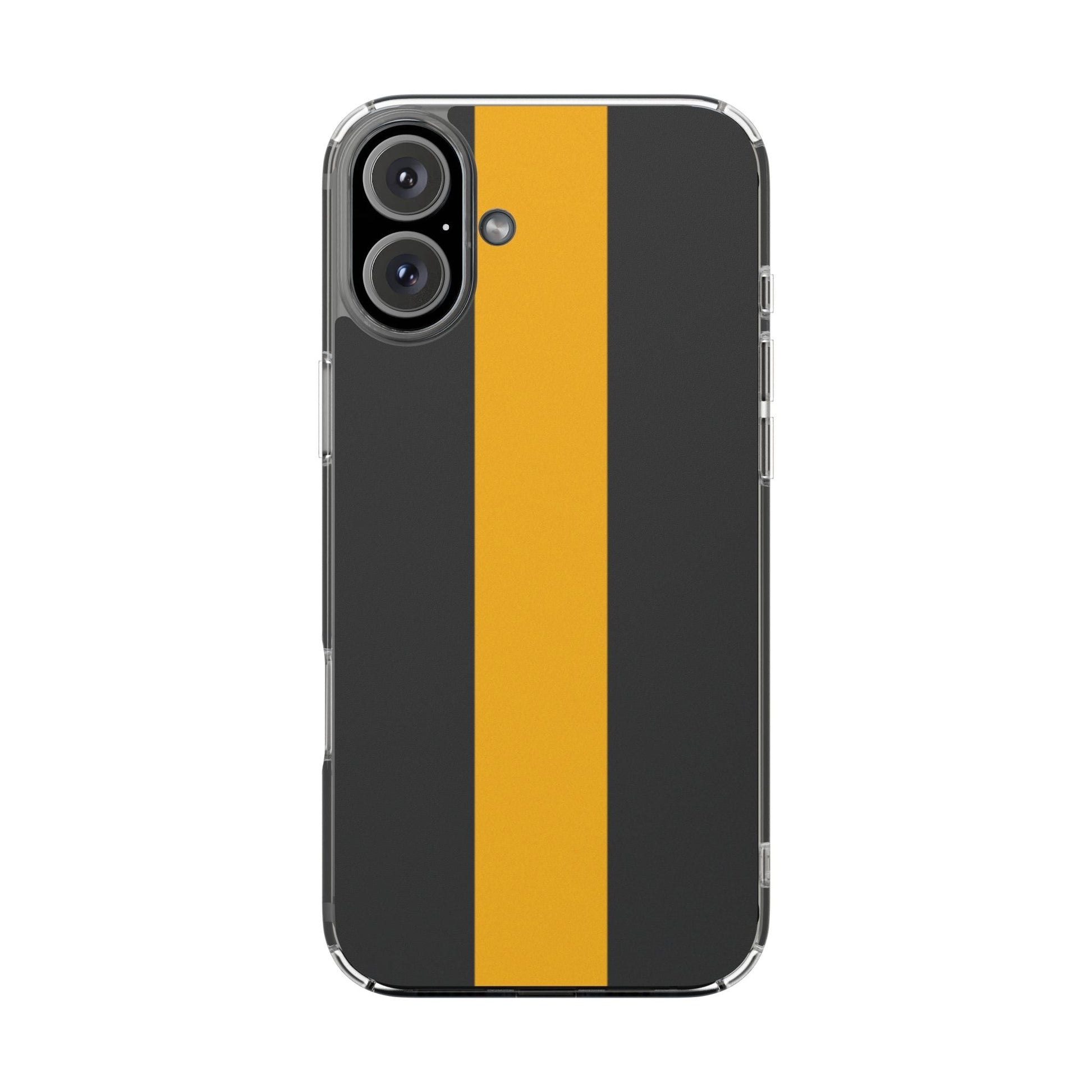 Clear Magnetic Phone Case — Black with Gold Center Stripe Printify