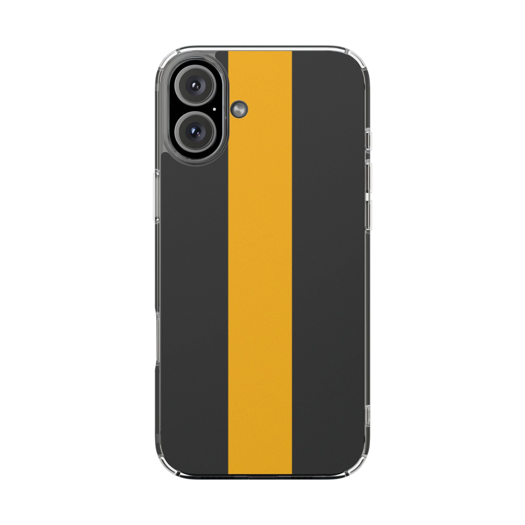 Clear Magnetic Phone Case — Black with Gold Center Stripe Printify