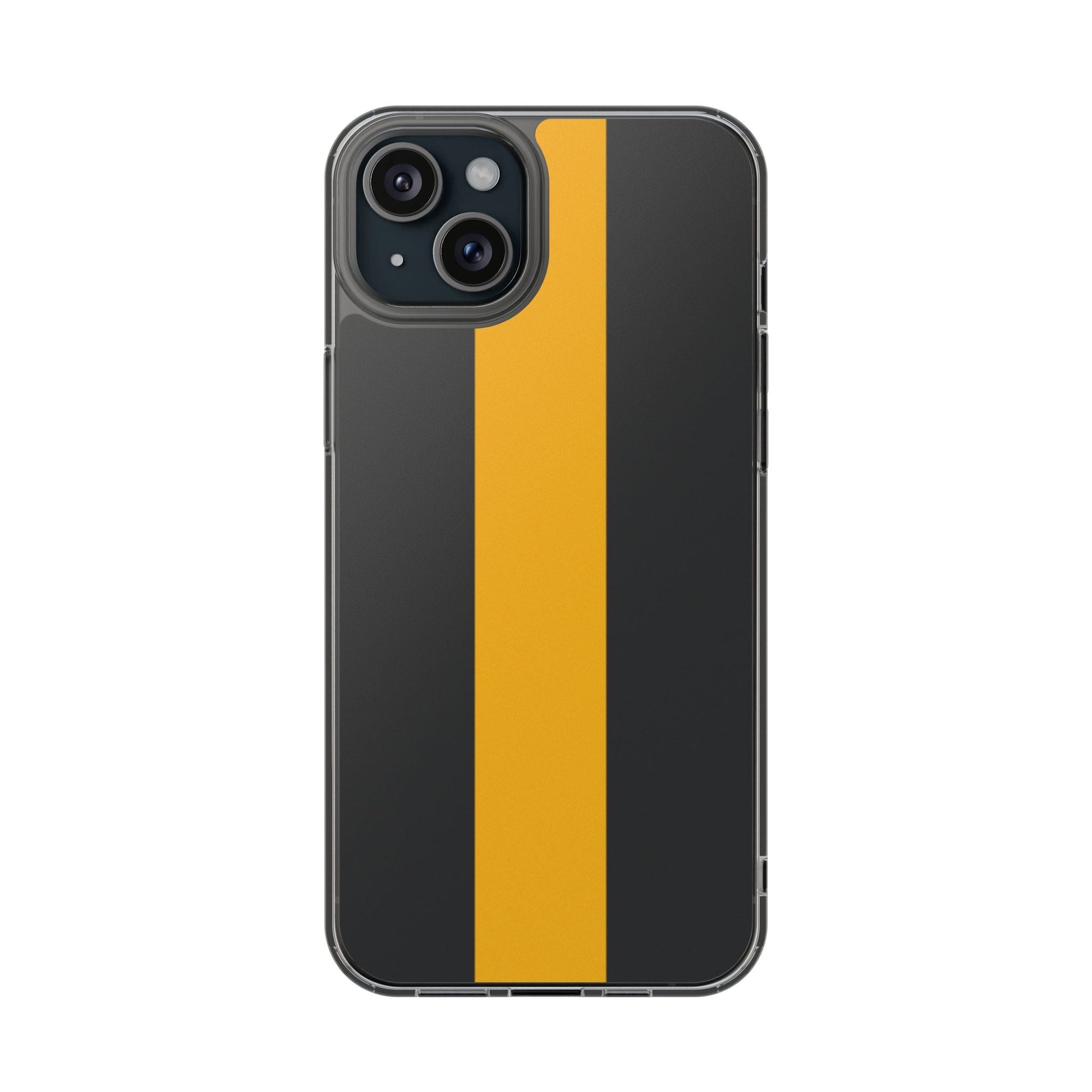 Clear Magnetic Phone Case — Black with Gold Center Stripe Printify