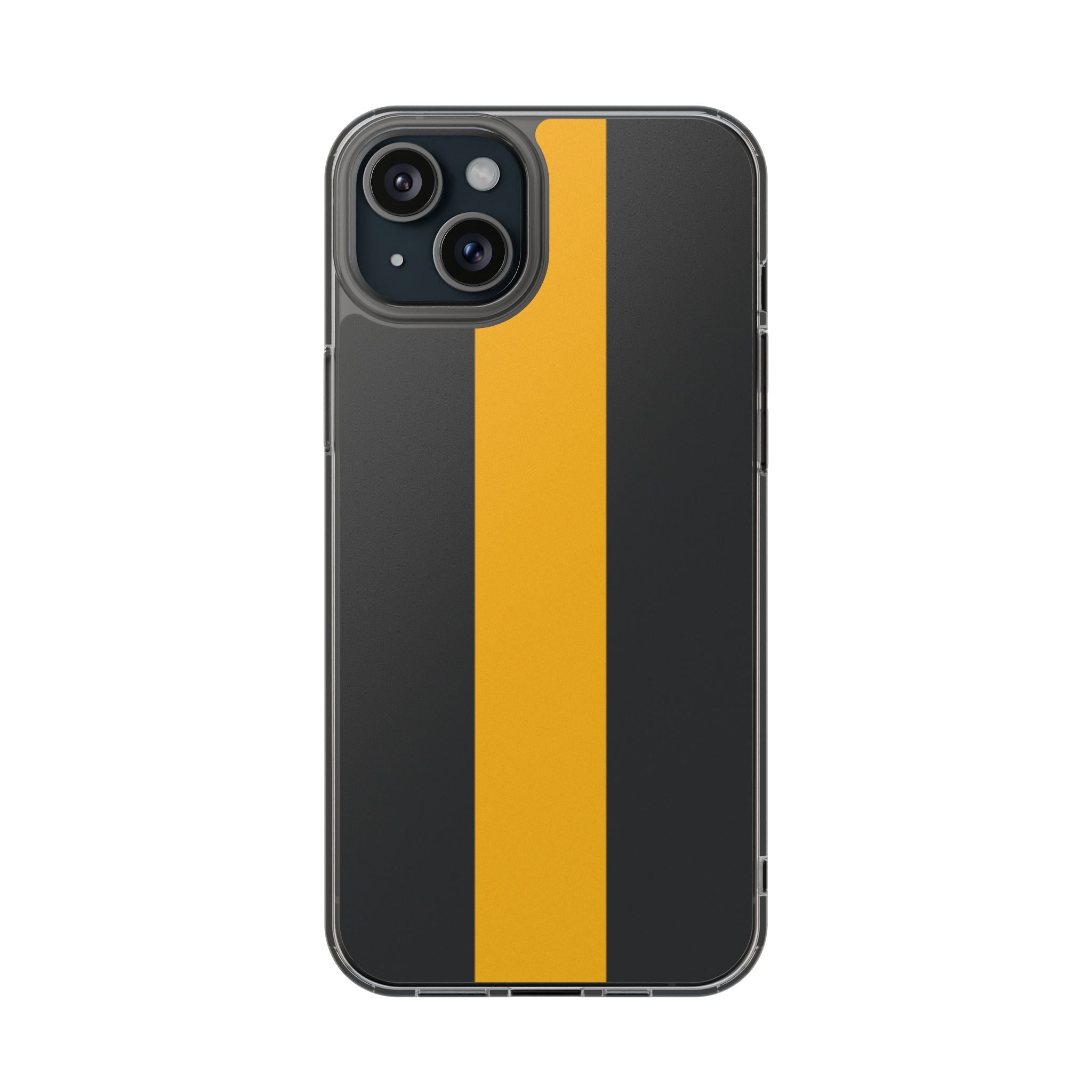 Clear Magnetic Phone Case — Black with Gold Center Stripe Printify