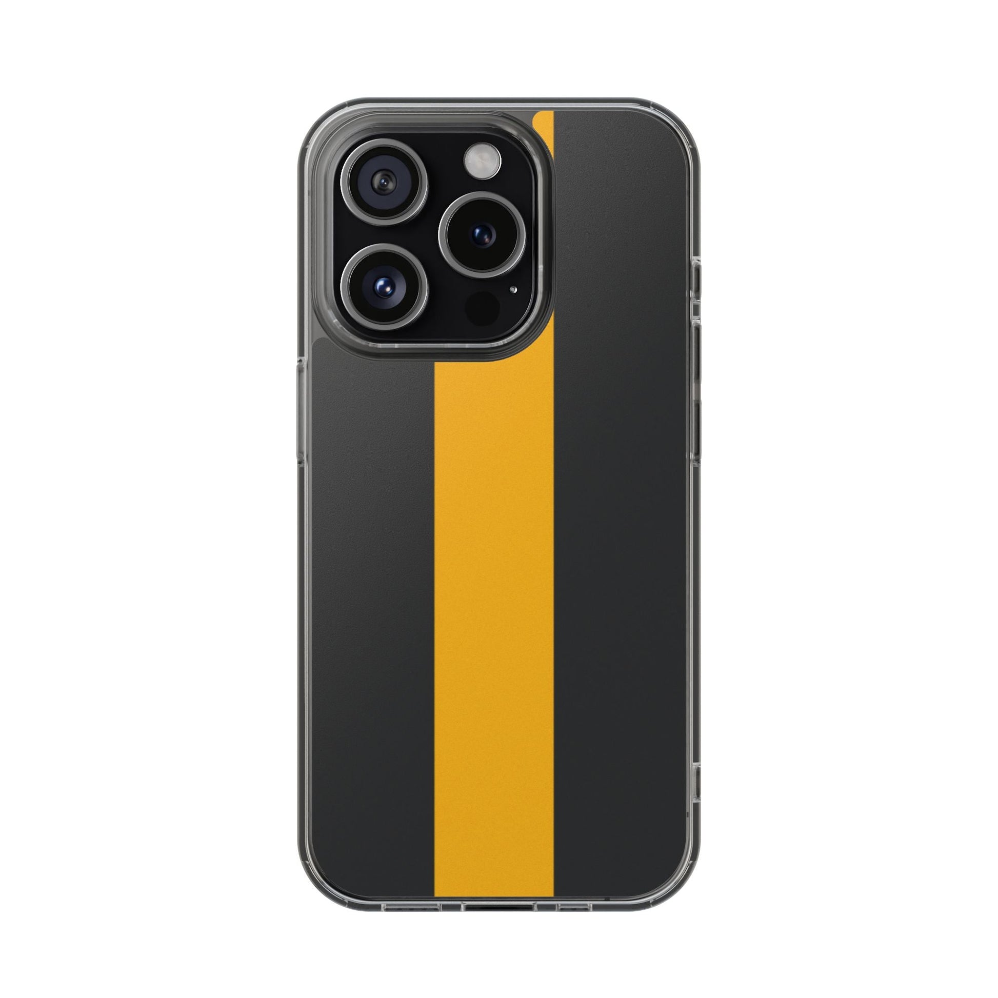Clear Magnetic Phone Case — Black with Gold Center Stripe Printify
