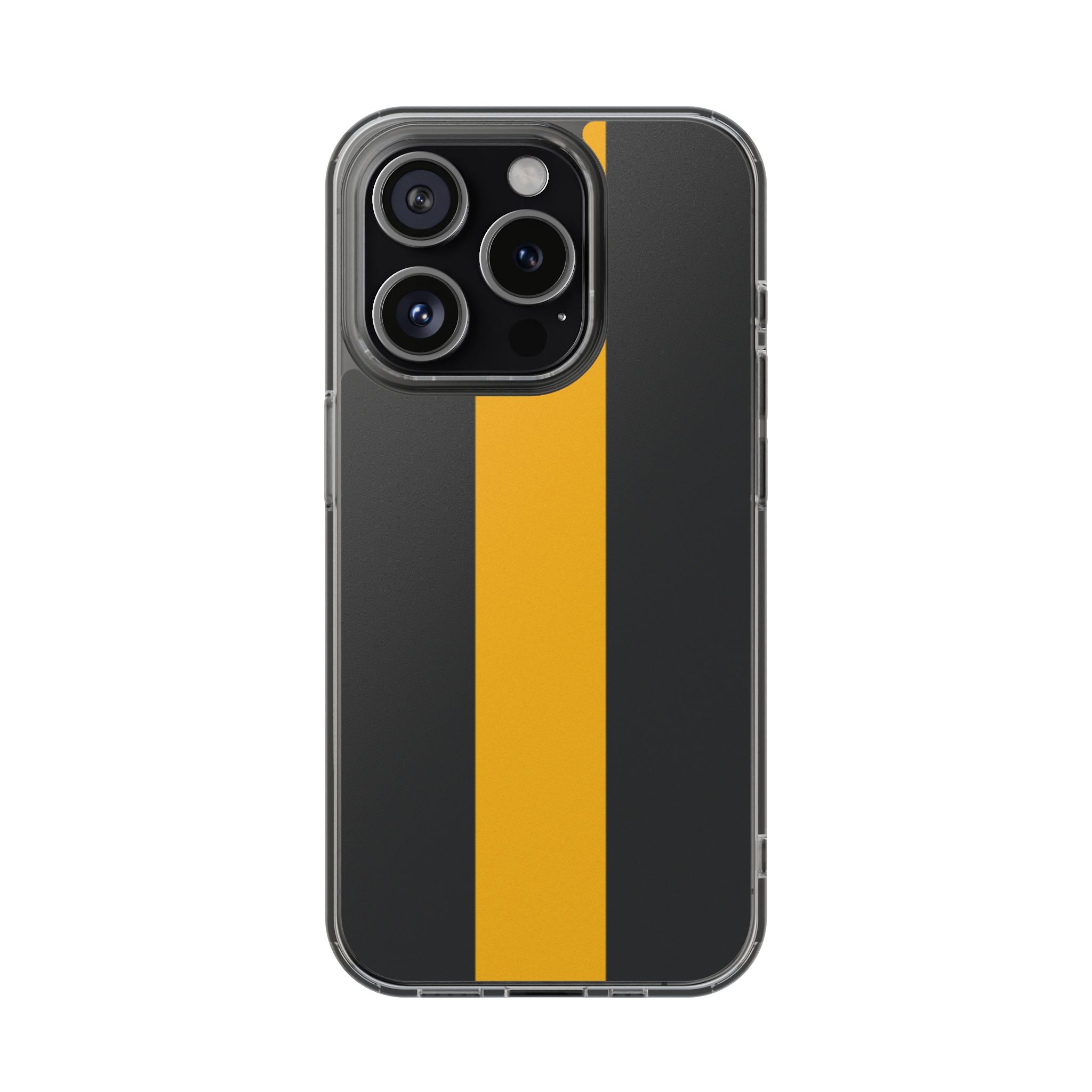 Clear Magnetic Phone Case — Black with Gold Center Stripe Printify