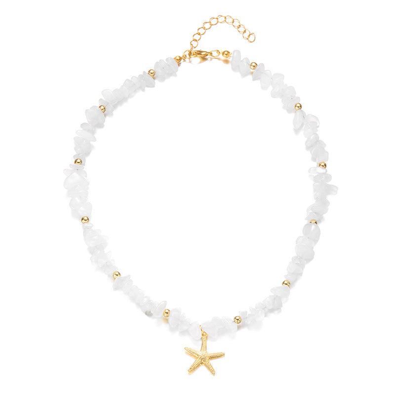 Small Gravel Starfish Pendant Necklace Choker Europe And America eprolo