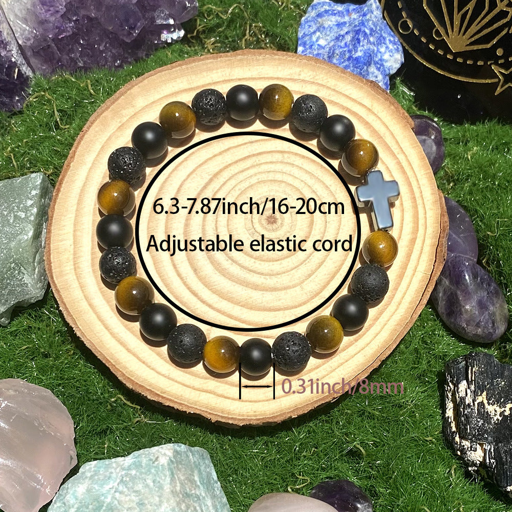 Cross Natural Stone Bracelet For Men eprolo