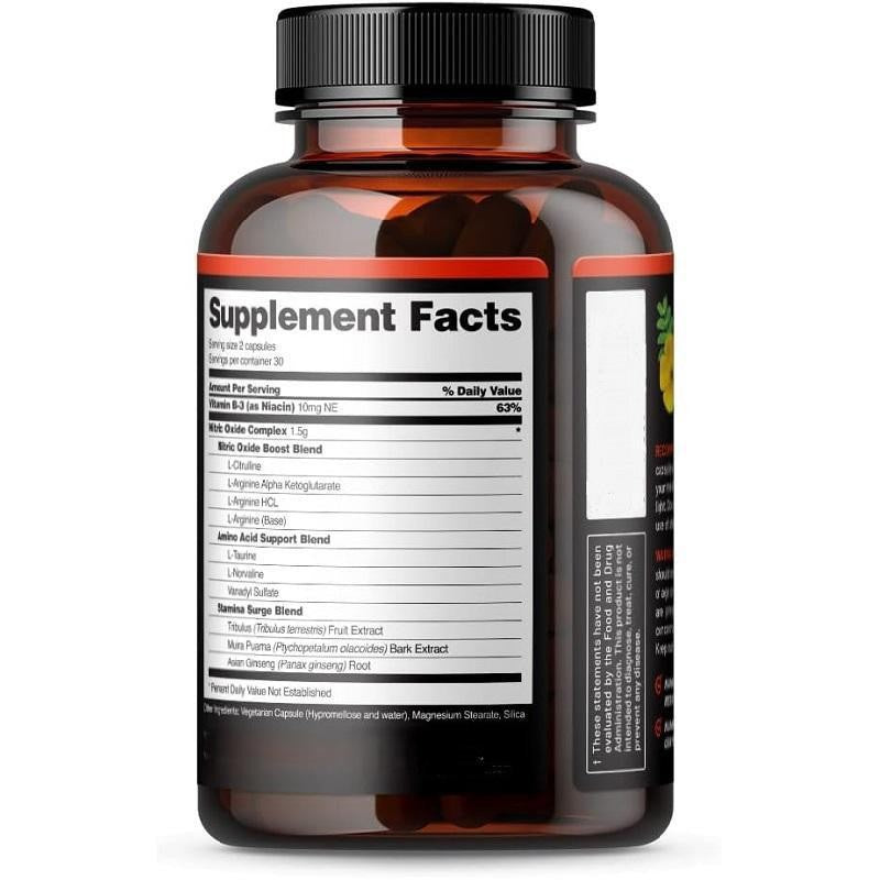 Nitric Oxide Supplement Capsules | Muscle Pump Booster Pills | L-Arginine L-Citrulline Capsules | Pre-Workout Circulation Support | Energy and Endurance Booster | Blood Flow Enhancer Supplement | Sports Performance Capsules | Daily Nitric Oxide Pills | Nitric Oxide Vascular Support | Fitness Recovery Supplement