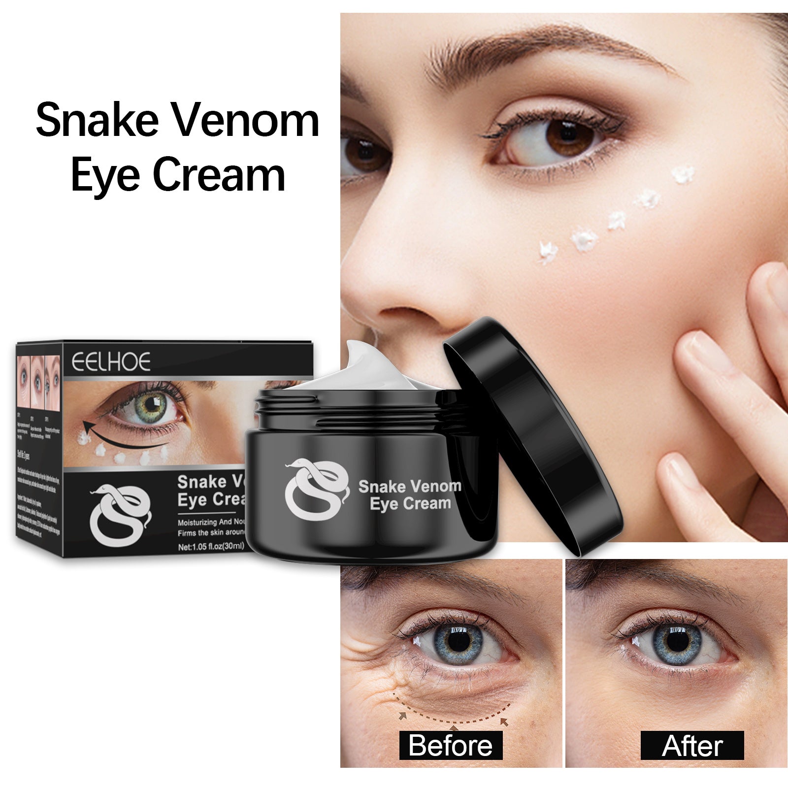 Anti-Wrinkle Snake Eye Cream | Peptide Eye Cream for Puffiness | Under Eye Dark Circle Cream | Snake Extract Firming Cream | Anti-Aging Eye Treatment | Fine Line Eye Moisturizer | Eye Cream with Snake Venom | Wrinkle Smoothing Eye Gel | Collagen Boost Eye Cream | Youthful Eyes Treatment Cream

