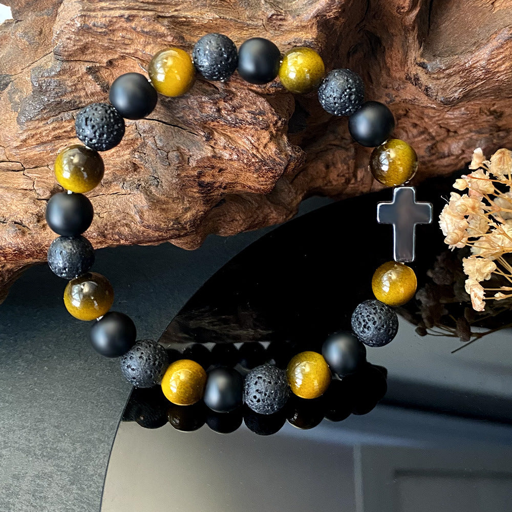 Cross Natural Stone Bracelet For Men eprolo