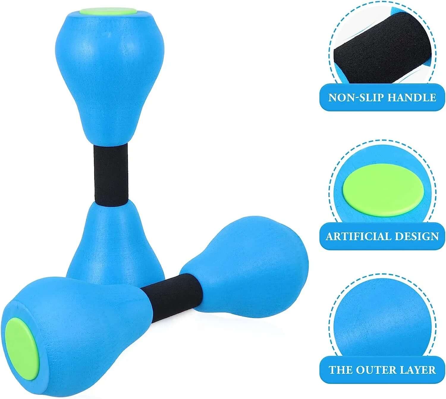 Aquatic Foam Dumbbells | Pool Resistance Weights | Water Aerobics Hand Weights | EVA Foam Water Dumbbells | Swimming Pool Exercise Weights | Aqua Fitness Dumbbells | Water Therapy Weights | Floating Pool Dumbbells​


