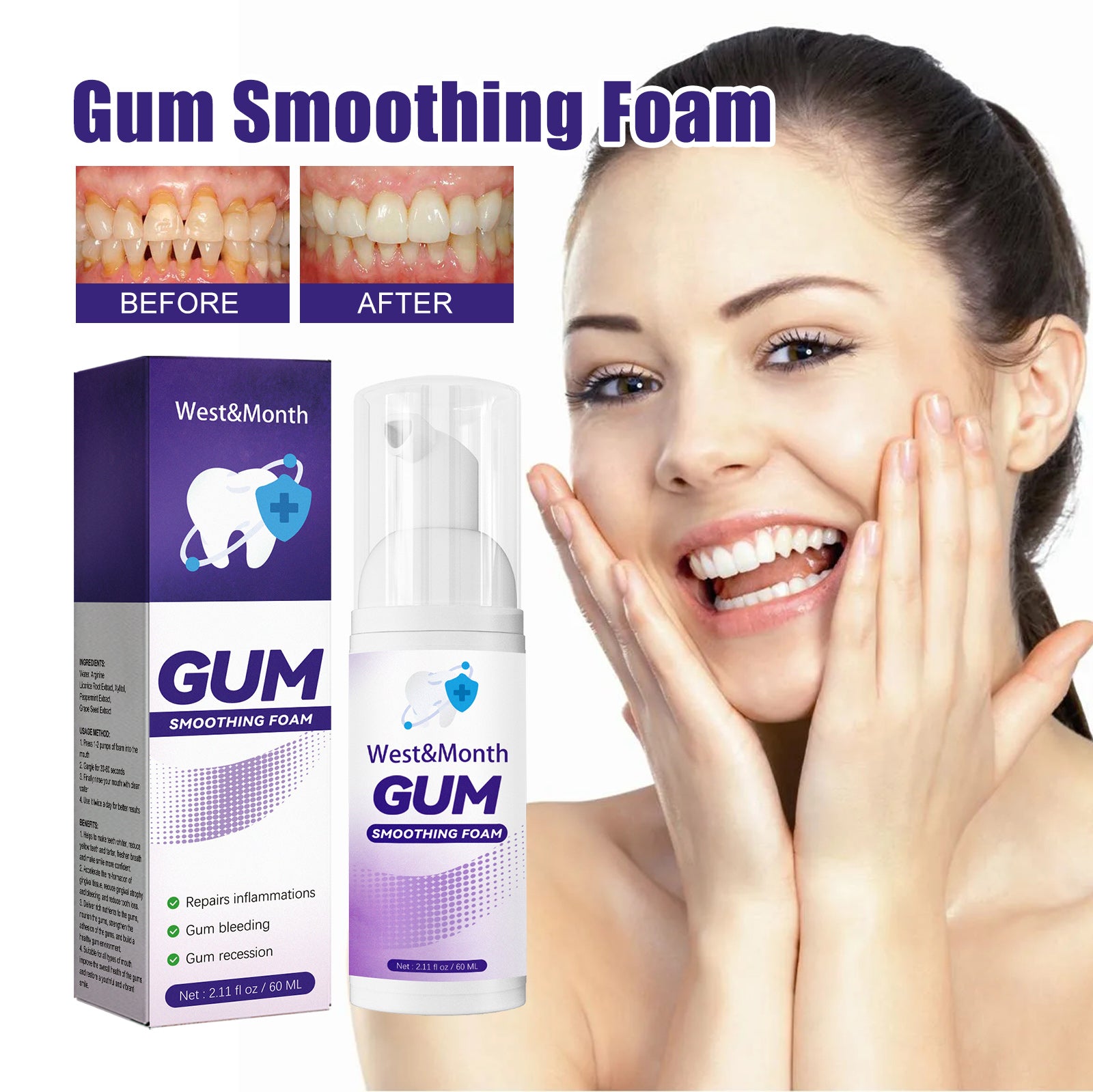 Teeth Whitening Oral Foam | Gum Care Mousse for Whitening | Stain Removal Teeth Cleaner | Fresh Breath Foam Toothpaste | Foaming Tooth Whitener | Plaque Dissolving Mouth Foam | Gentle Teeth Brightening Foam | Oral Mousse for Gum Health | Daily Whitening Tooth Cleaner | Breath Freshening Gum Foam